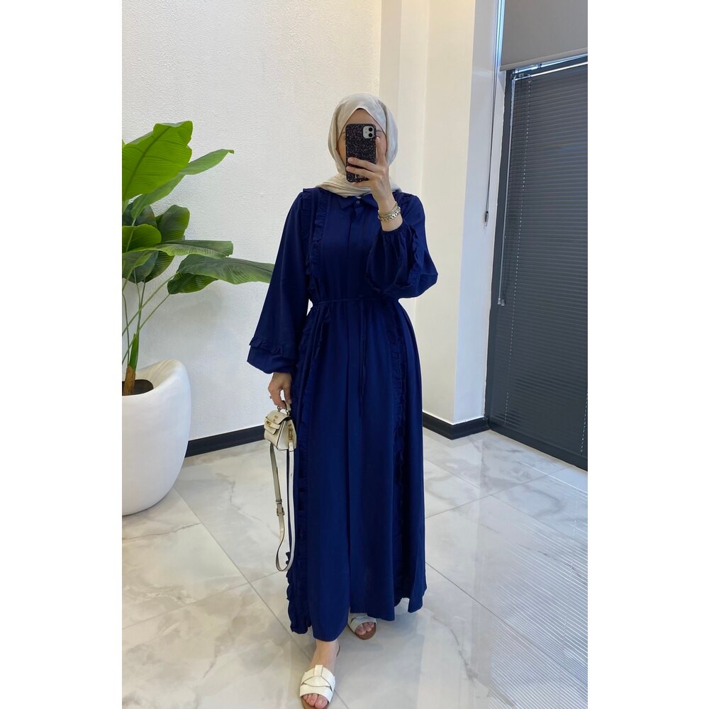 ISABELLA KETEN ELBİSE LACİVERT