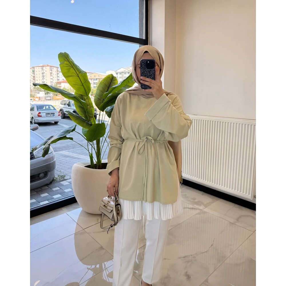 YIRTMAÇLI BLUZ MİNT