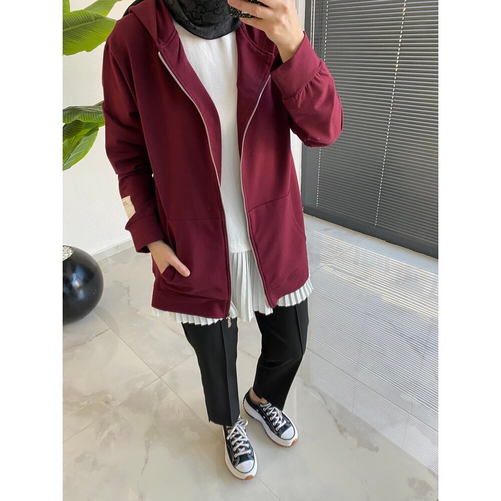 2 İPLİK KAPÜŞONLU SWEAT BORDO