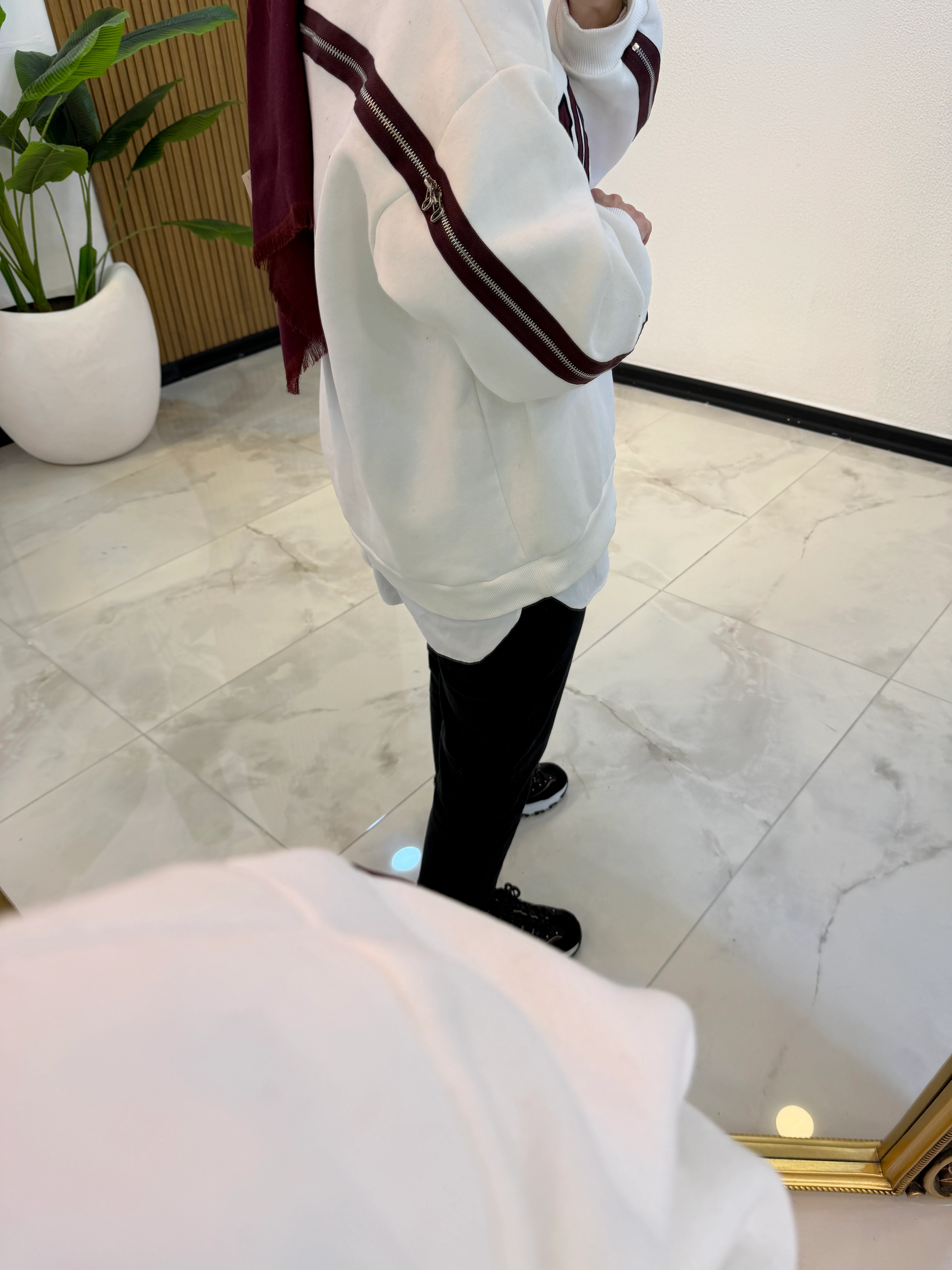 OVERSİZE FERMUAR DETAYLI SWEATSHIRT BEYAZ