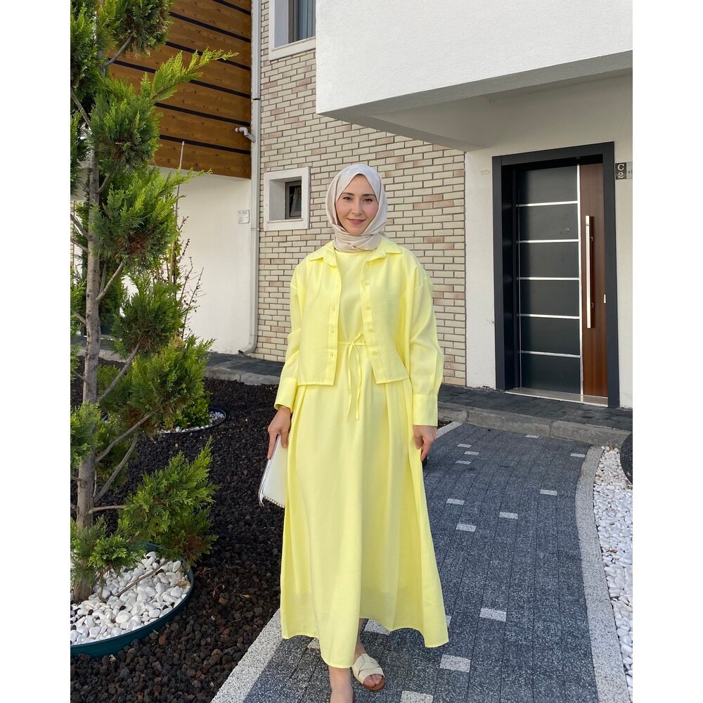 GÖMLEKLİ ELBİSE YELLOW