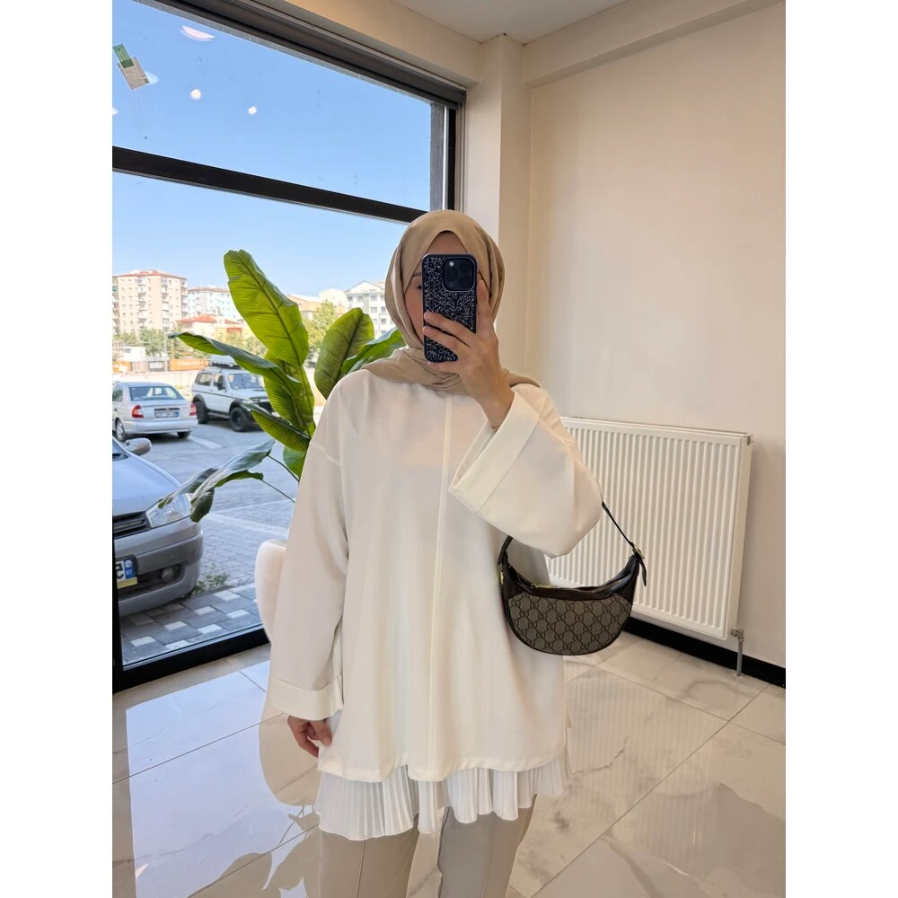 YIRTMAÇLI BLUZ EKRU