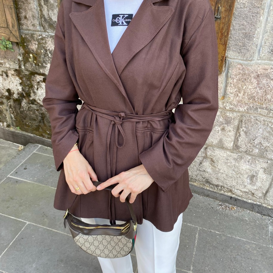 BAĞCIKLI KETEN BLAZER ACIKAHVE