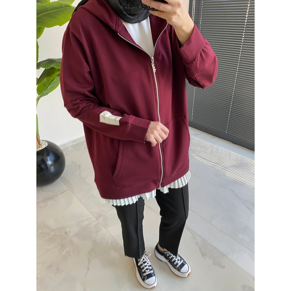 2 İPLİK KAPÜŞONLU SWEAT BORDO