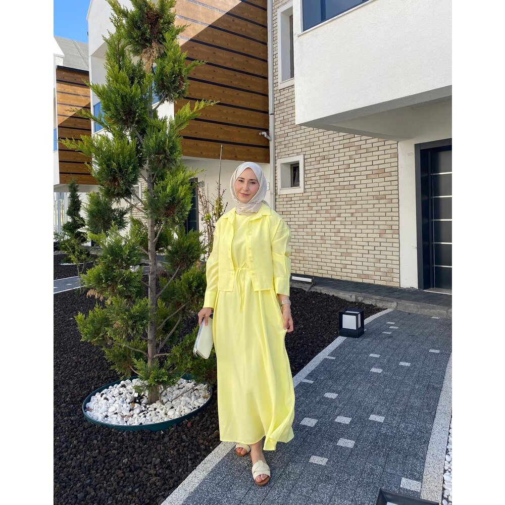 GÖMLEKLİ ELBİSE YELLOW