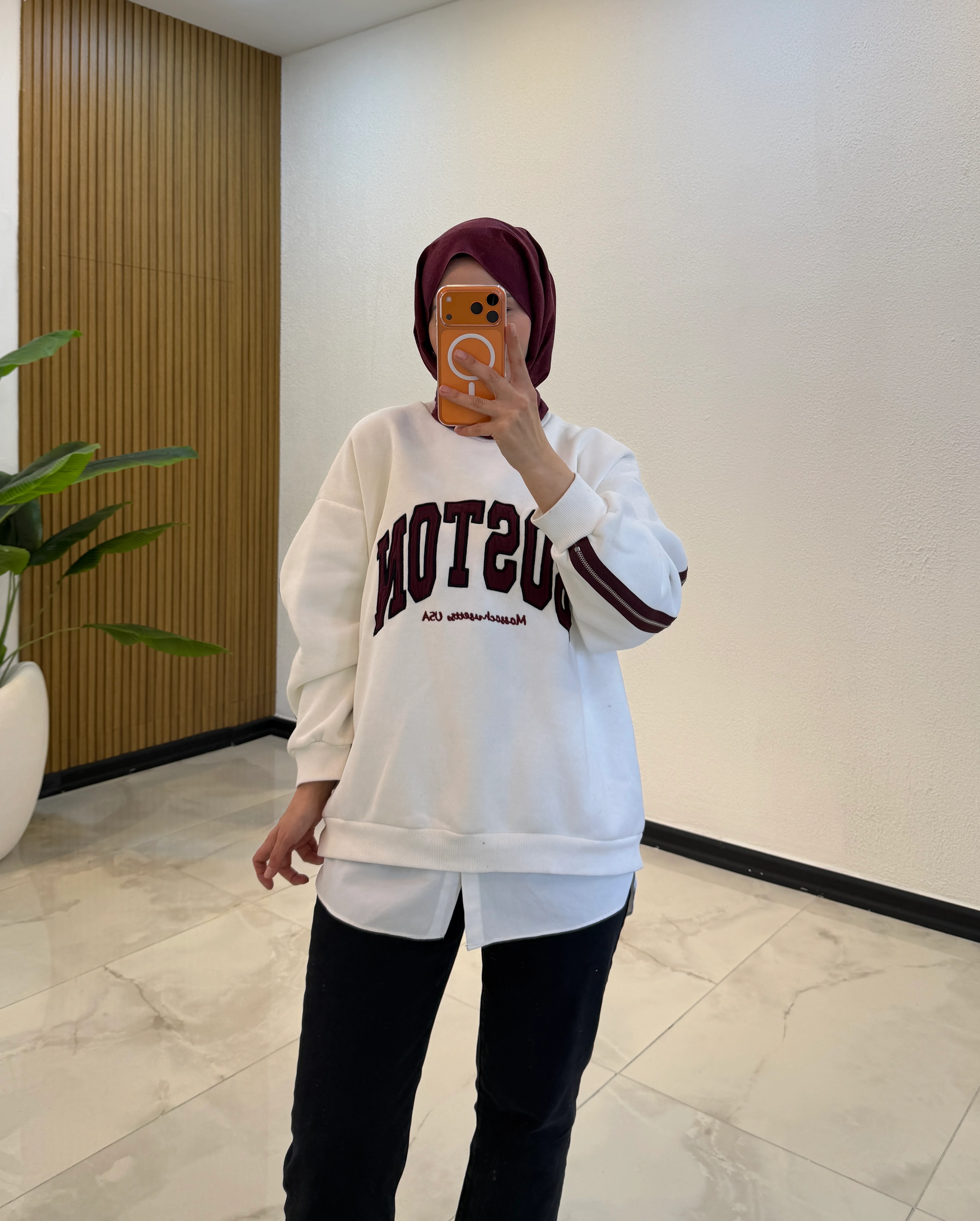 OVERSİZE FERMUAR DETAYLI SWEATSHIRT BEYAZ