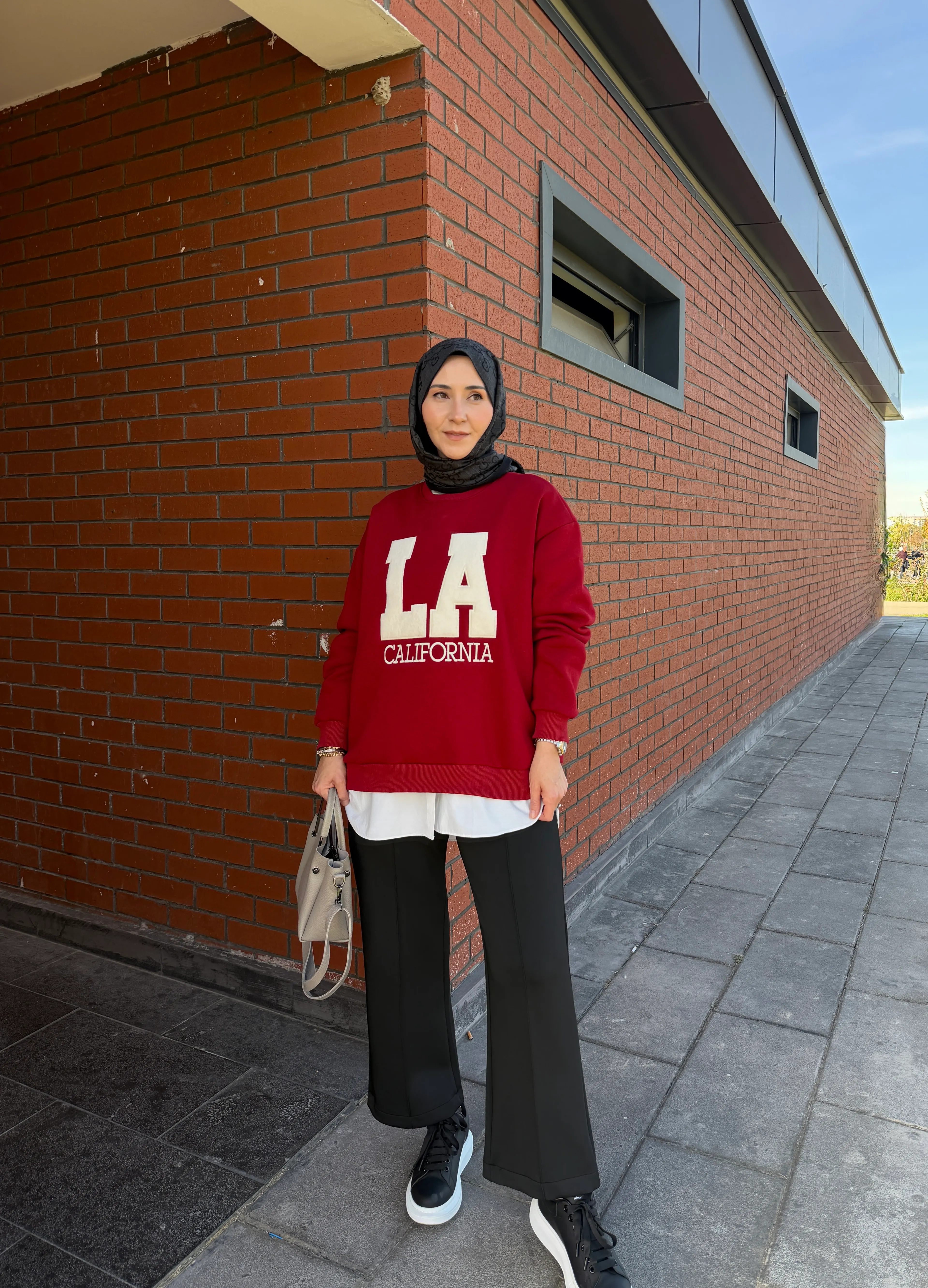 NAKIŞLI CALIFORNIA SWEAT KIRMIZI