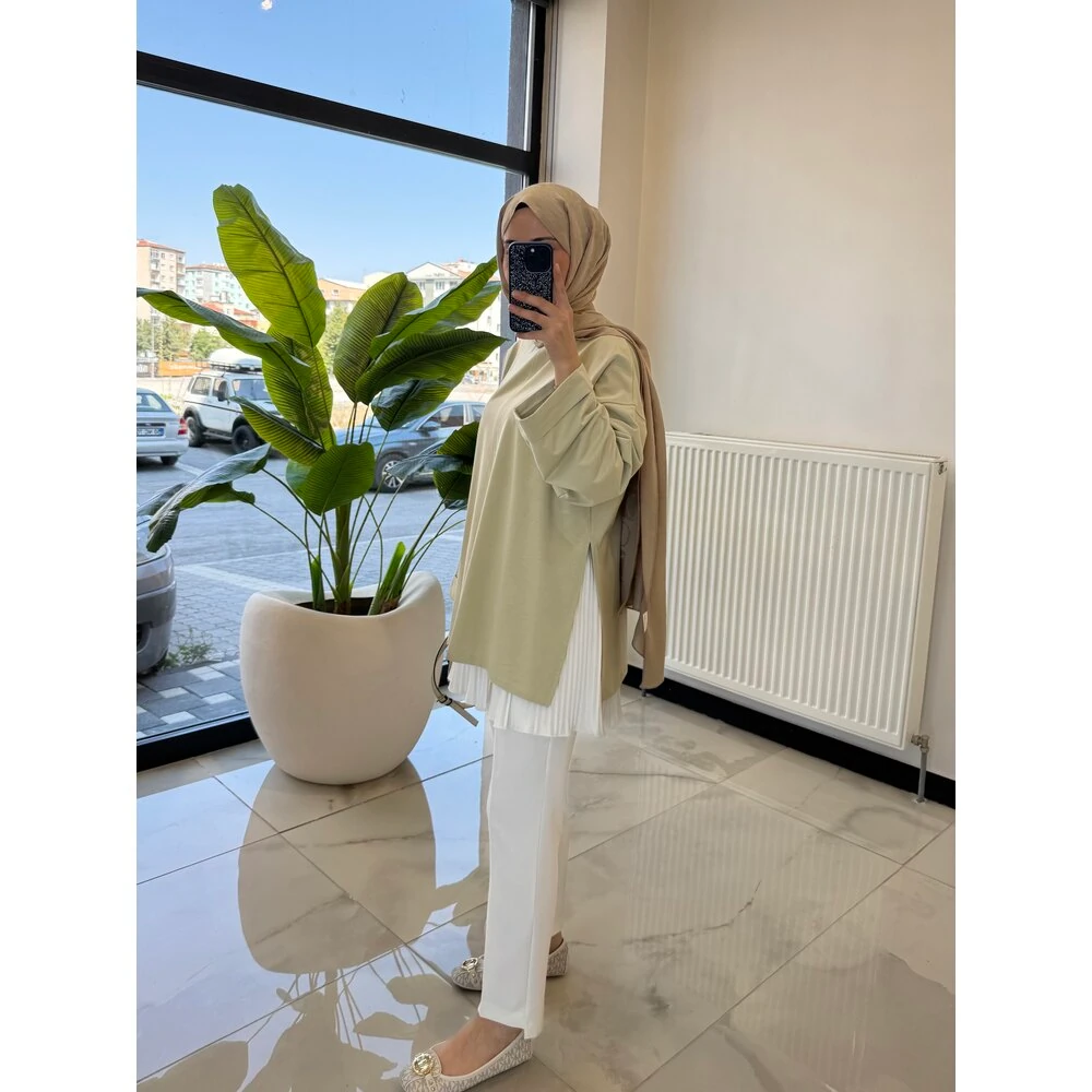 YIRTMAÇLI BLUZ MİNT