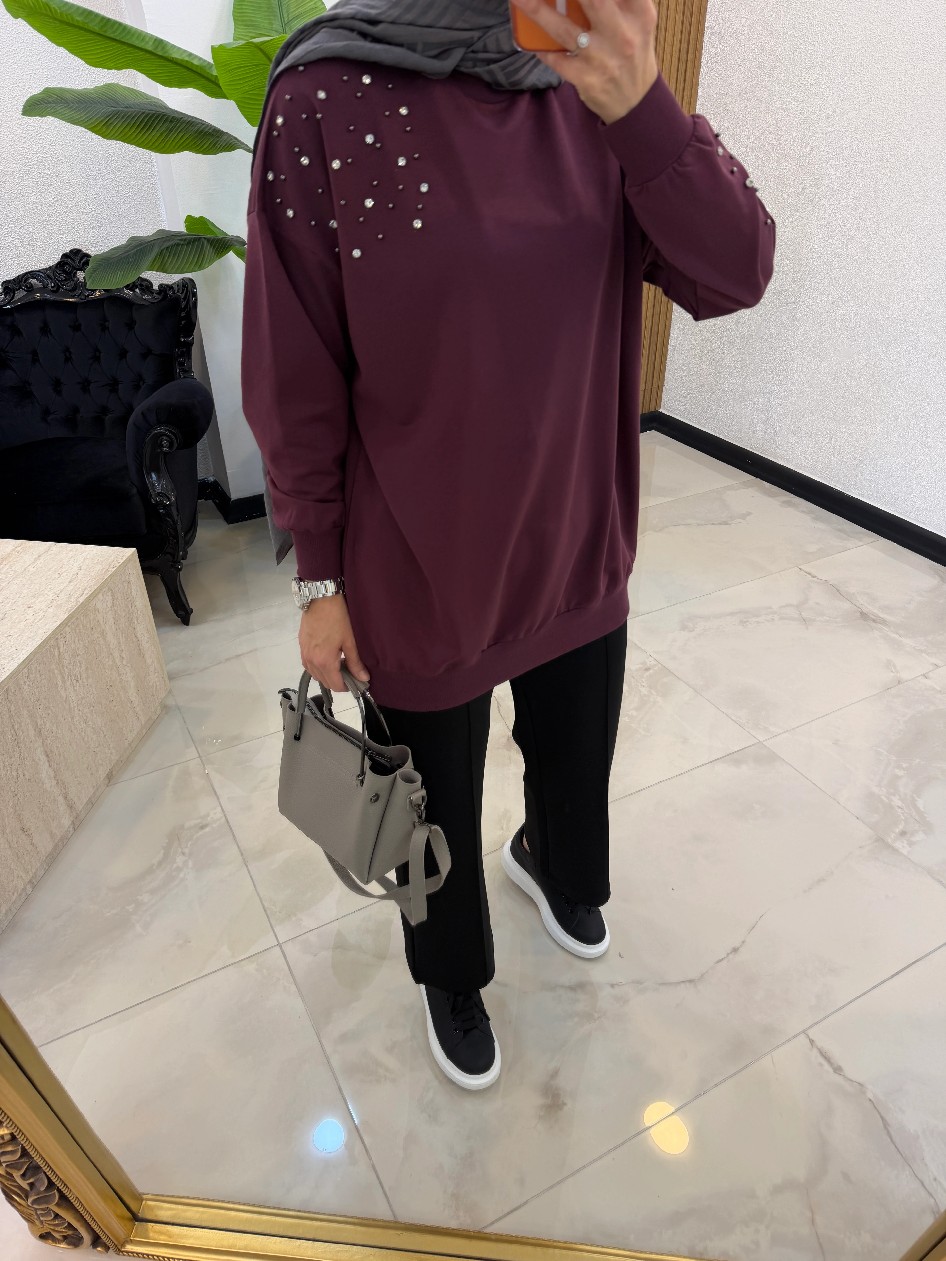 ALMİRA TAŞLI SWEAT MÜRDÜM