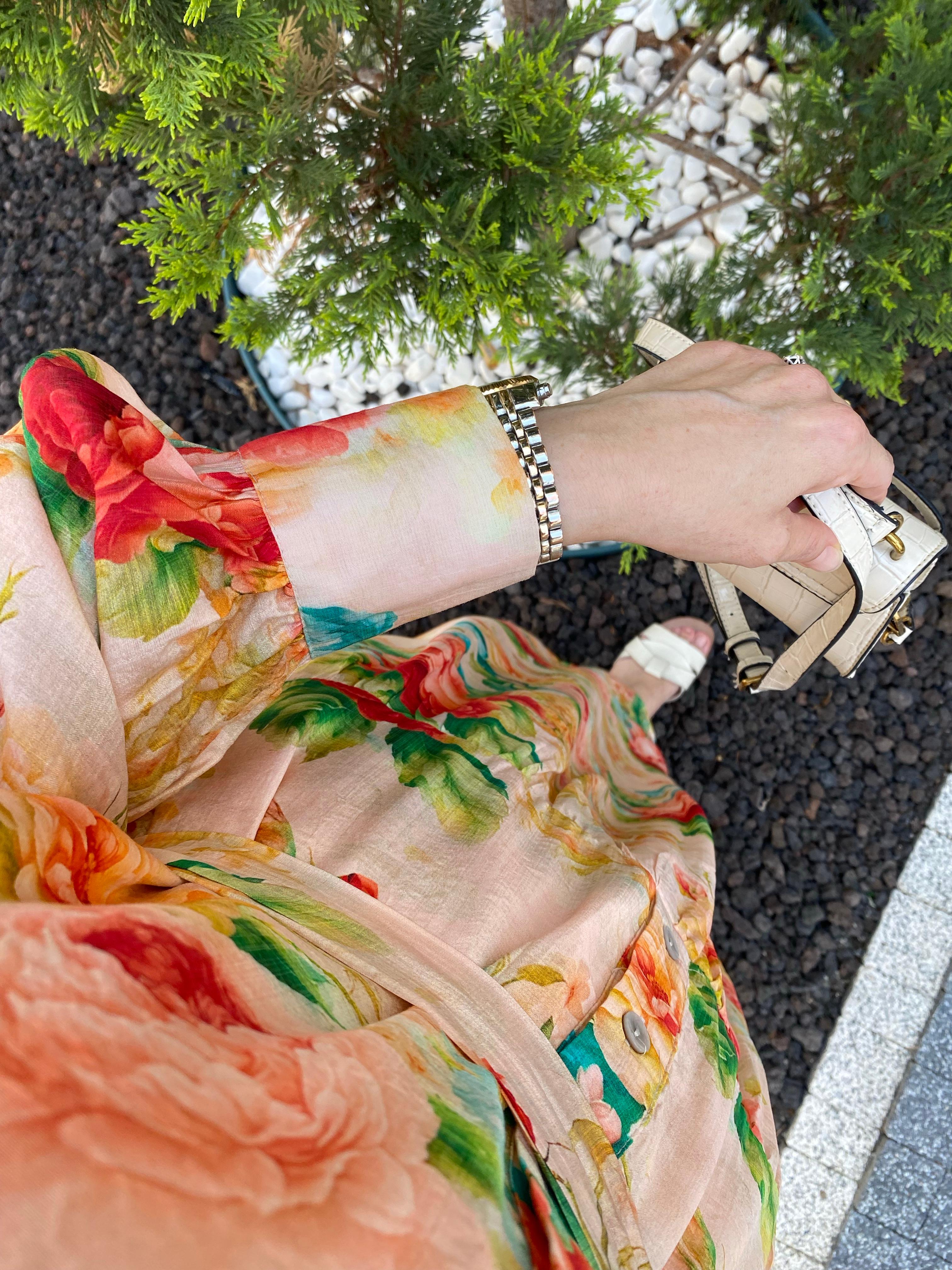 FLOWERS DRESS TURUNCU