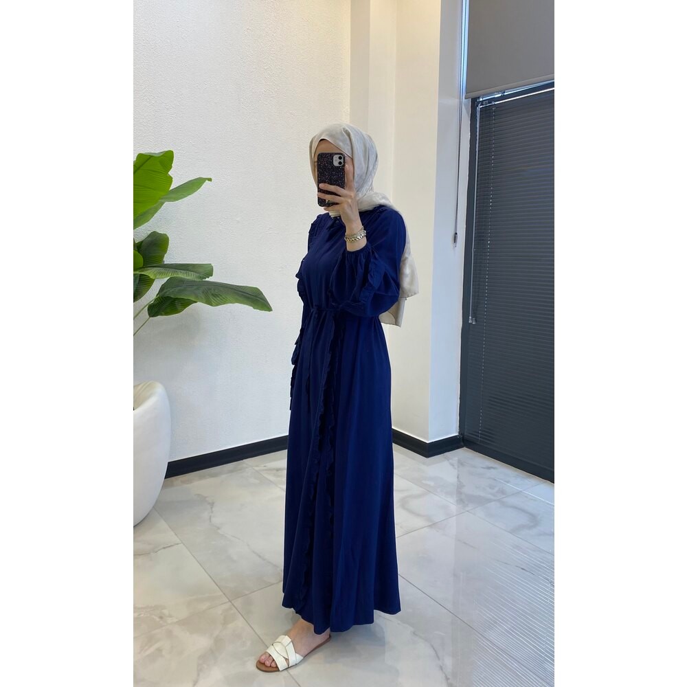 ISABELLA KETEN ELBİSE LACİVERT