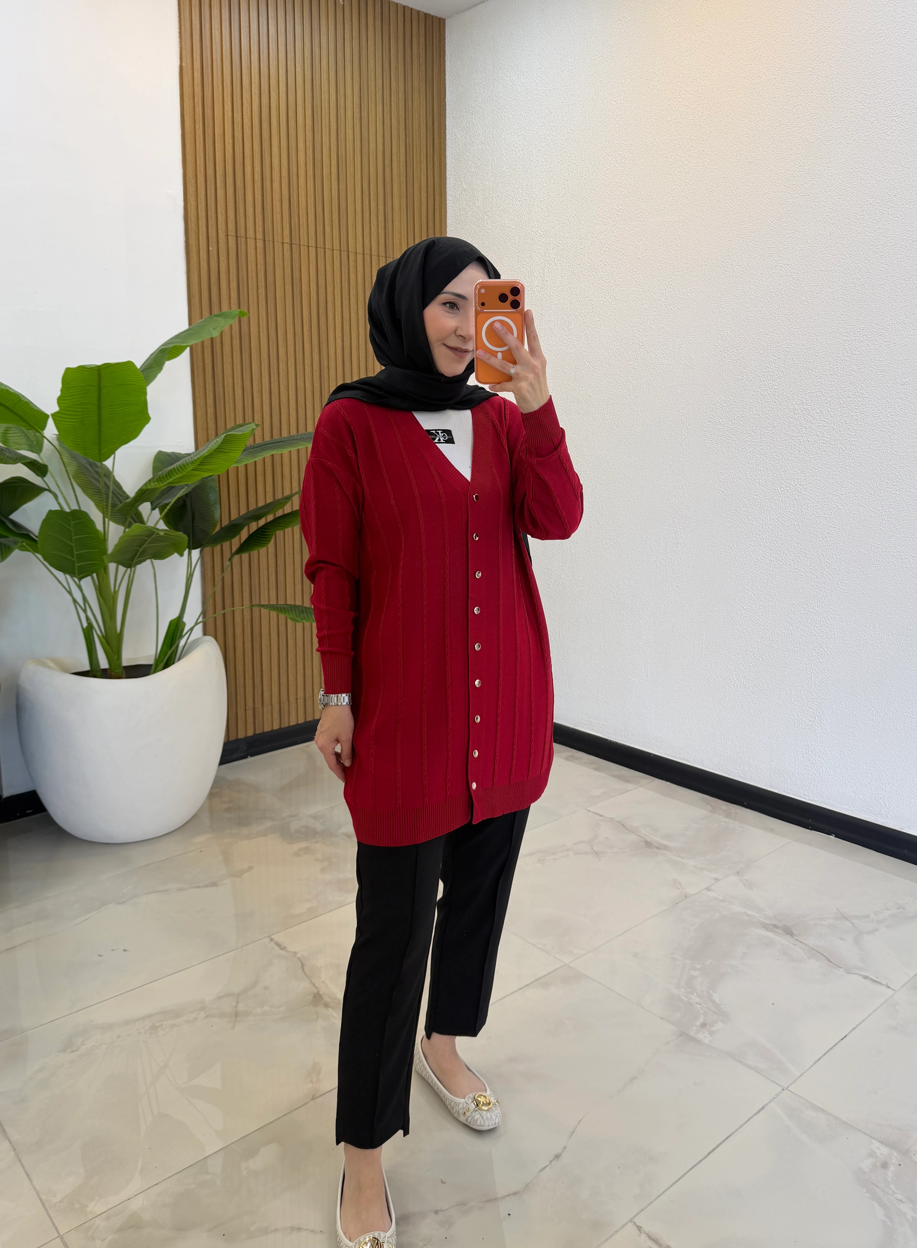 BURGU MERSERİZE HIRKA KIRMIZI