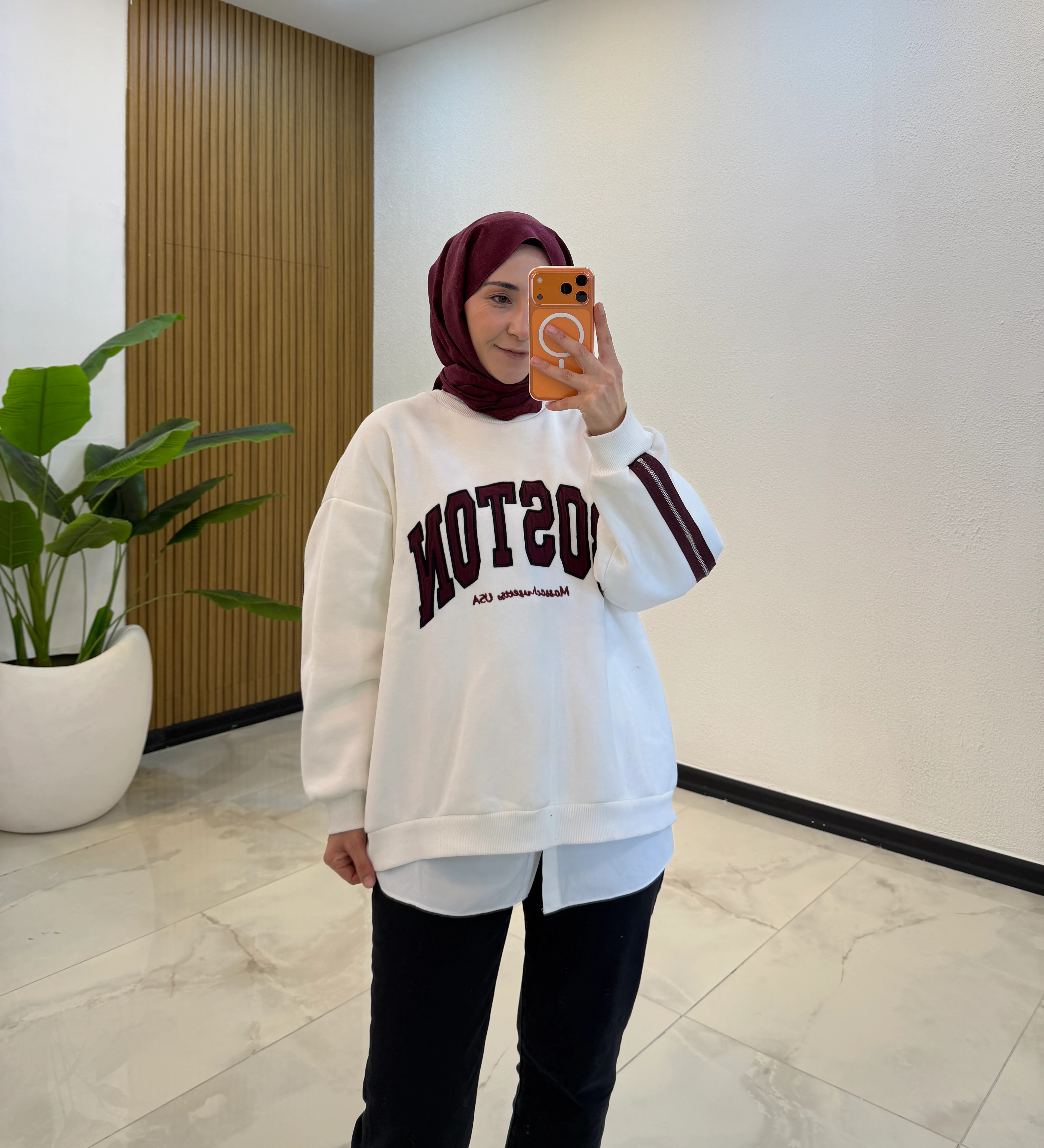 OVERSİZE FERMUAR DETAYLI SWEATSHIRT BEYAZ