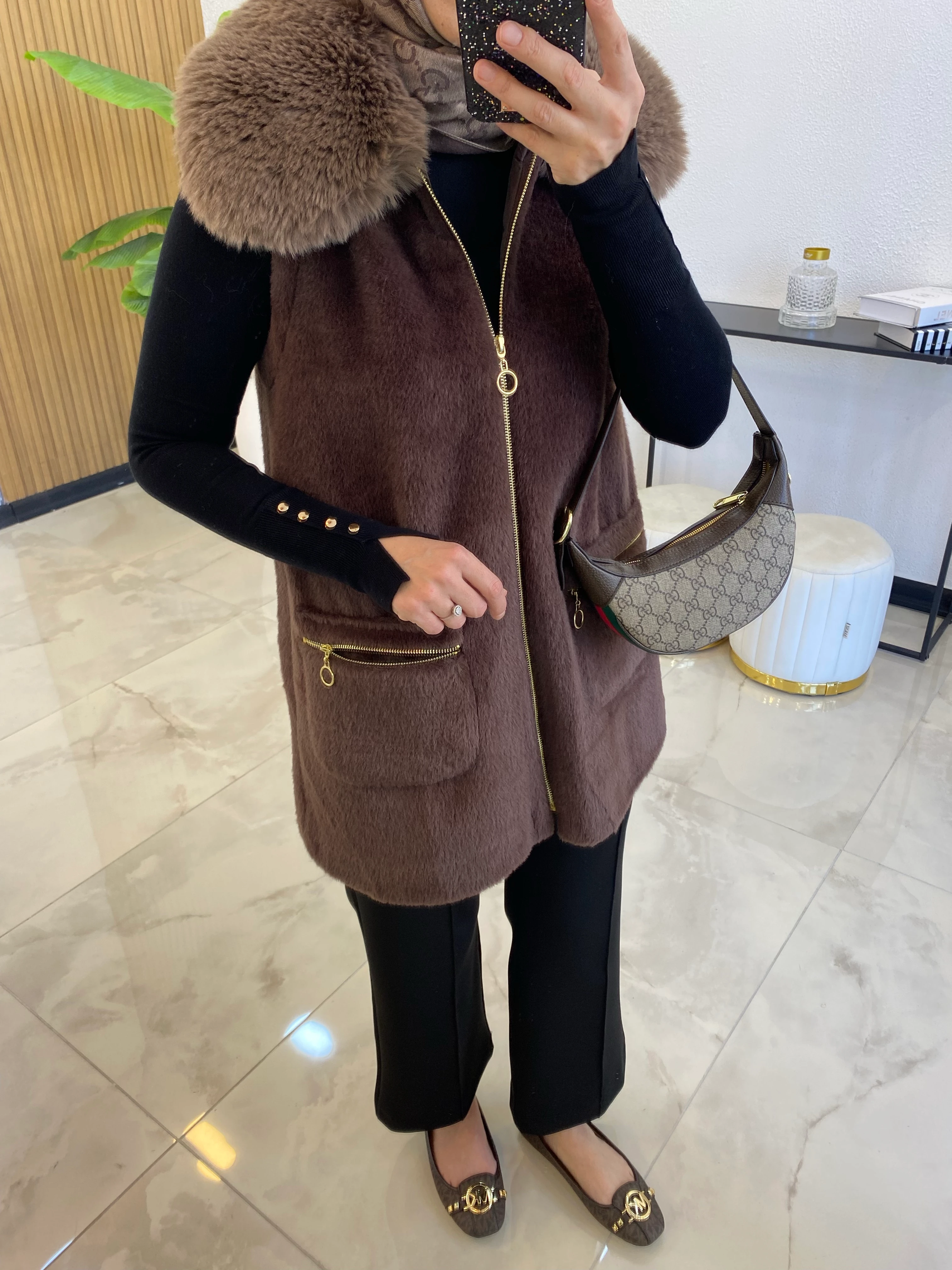 PREMIUM ANGORA YELEK KAHVE