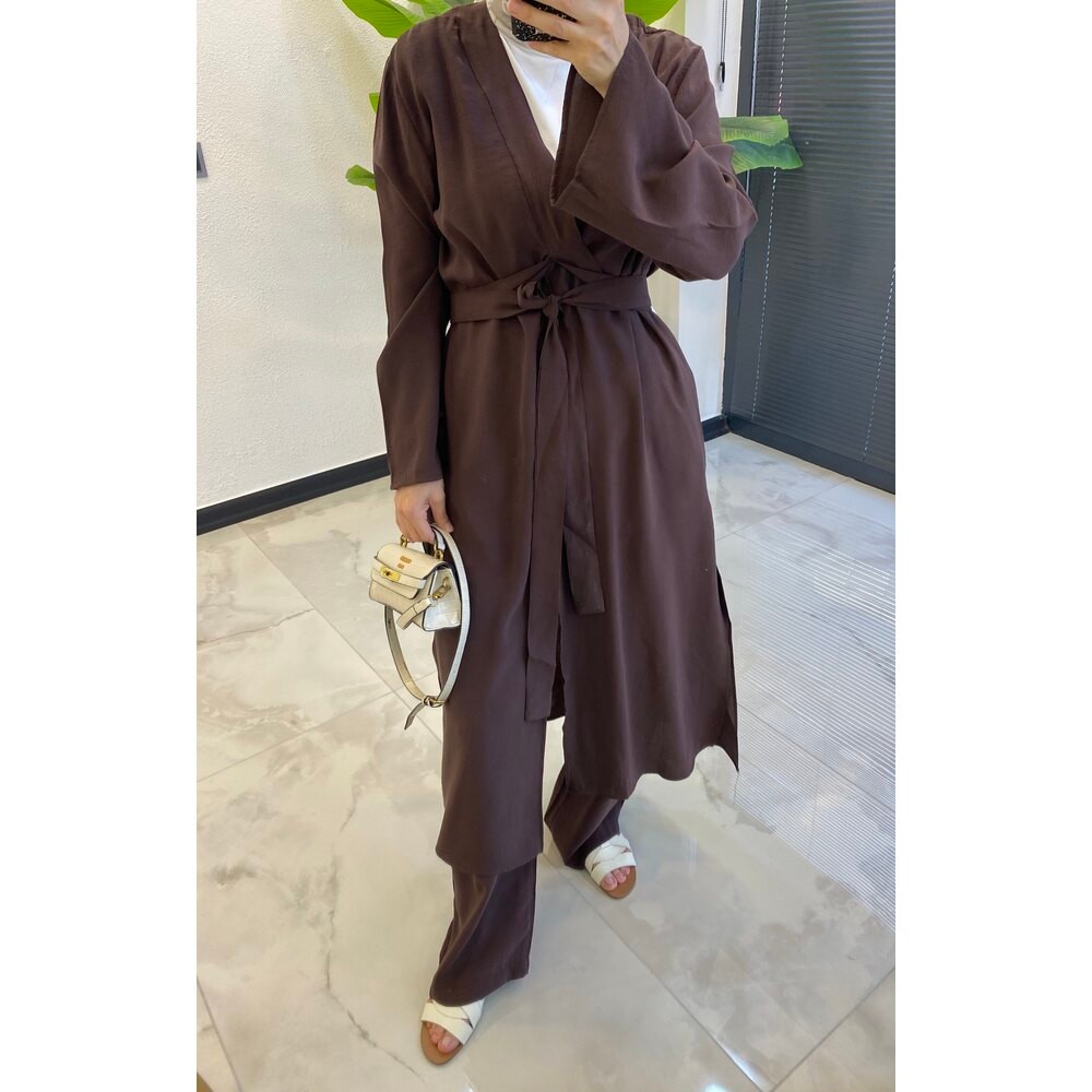 İKİLİ ABAYA TAKIM ACIKAHVE