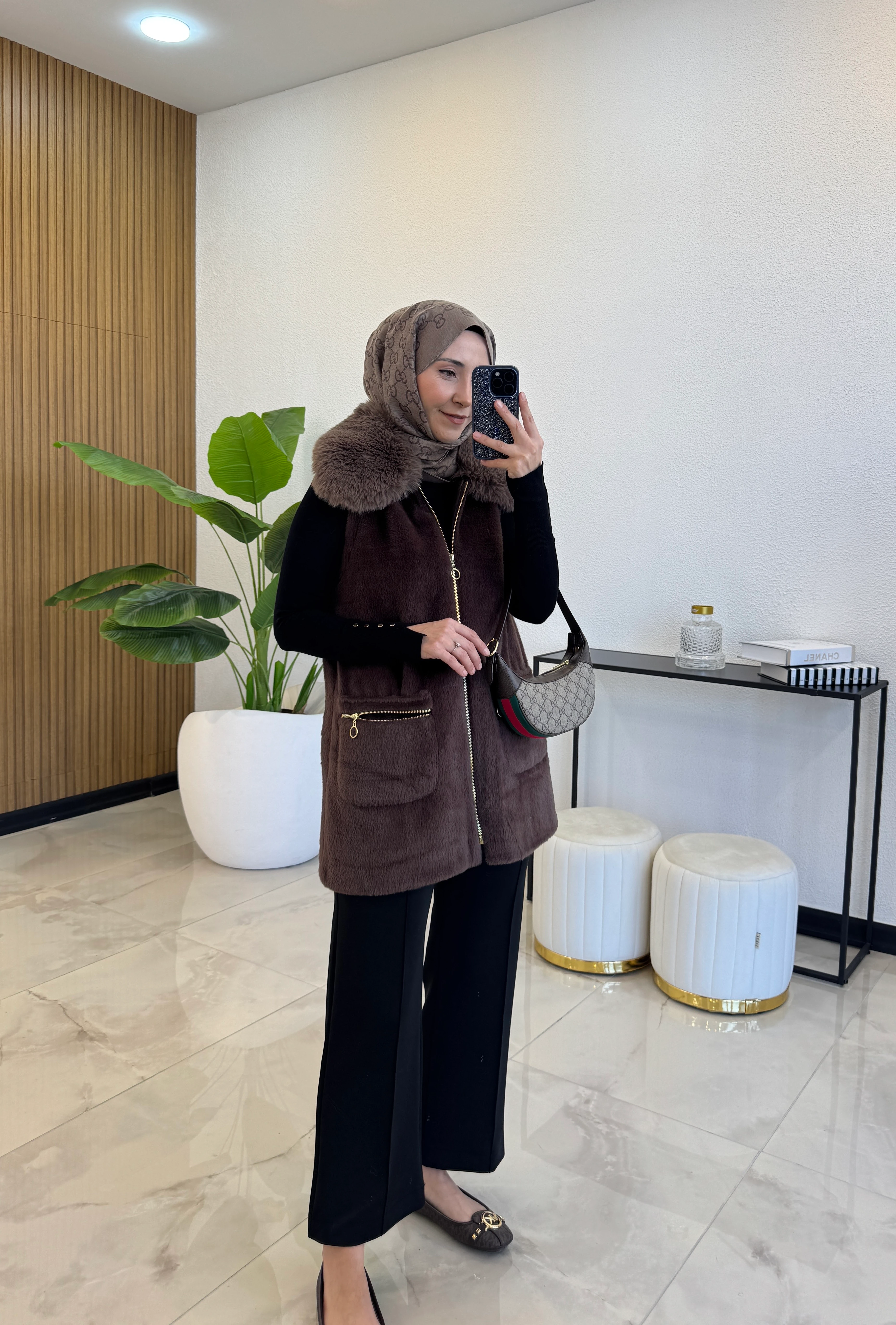 PREMIUM ANGORA YELEK KAHVE