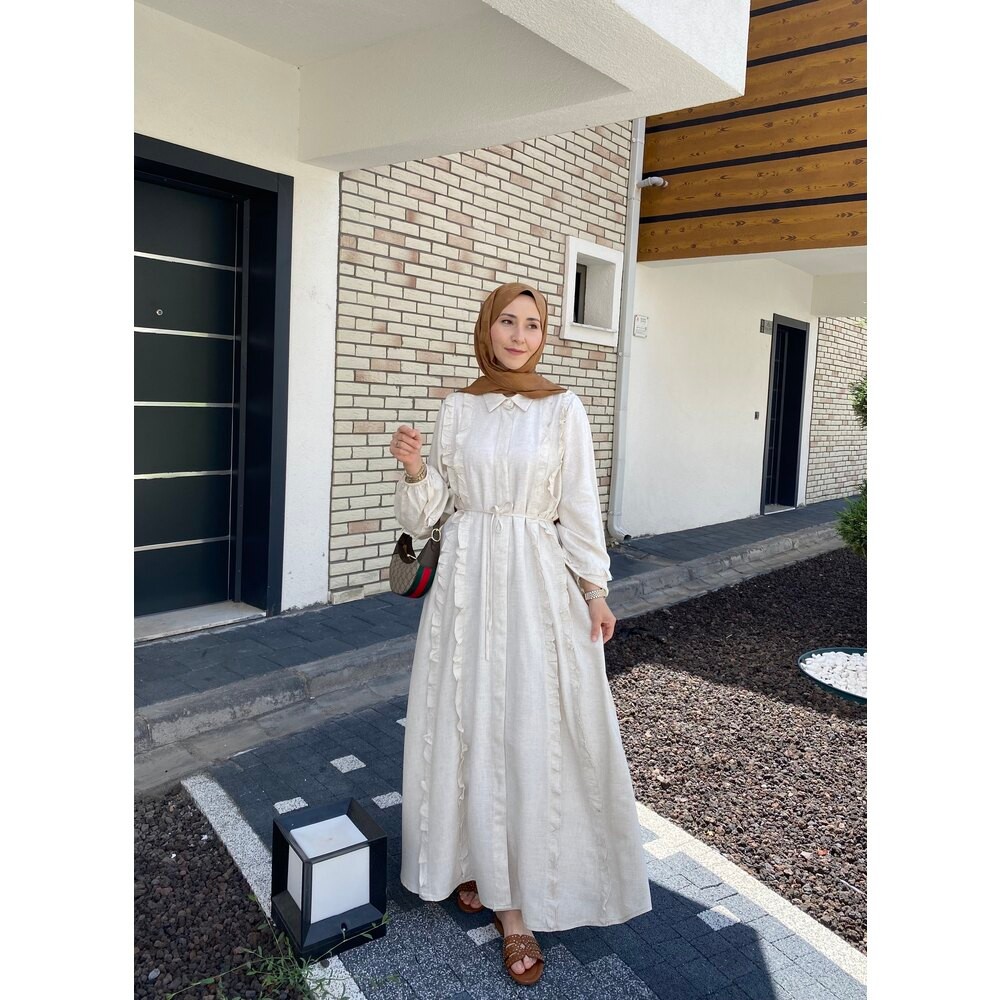 ISABELLA KETEN ELBİSE TAŞ(önsipariş)