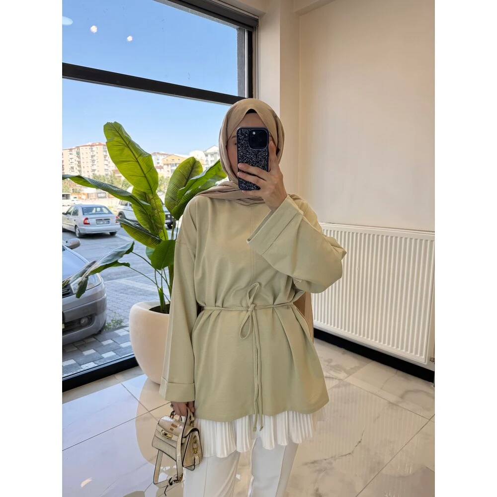 YIRTMAÇLI BLUZ MİNT