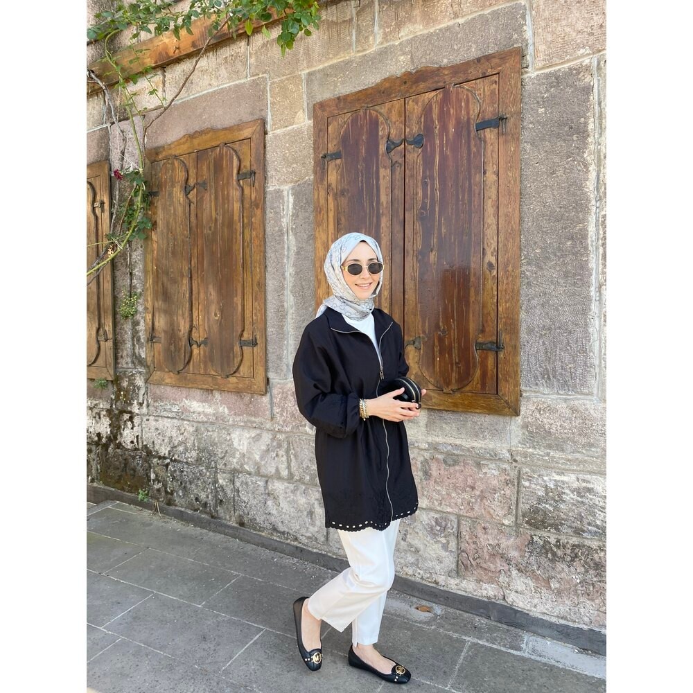 NAKIŞ İŞLEMELİ CEKET SİYAH