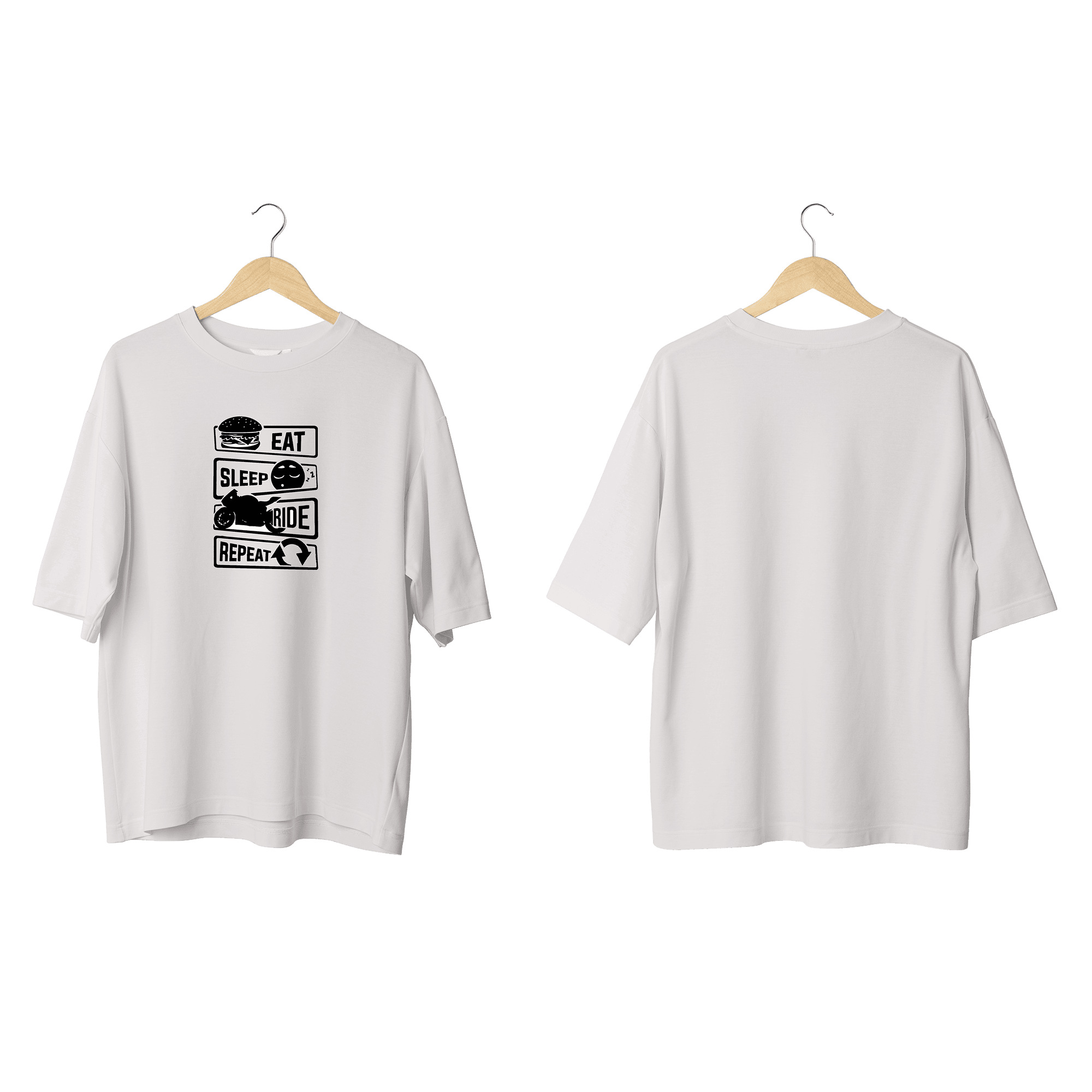 Wicold Eat Sleep Ride Repeat 2 Baskılı Oversize T-Shirt