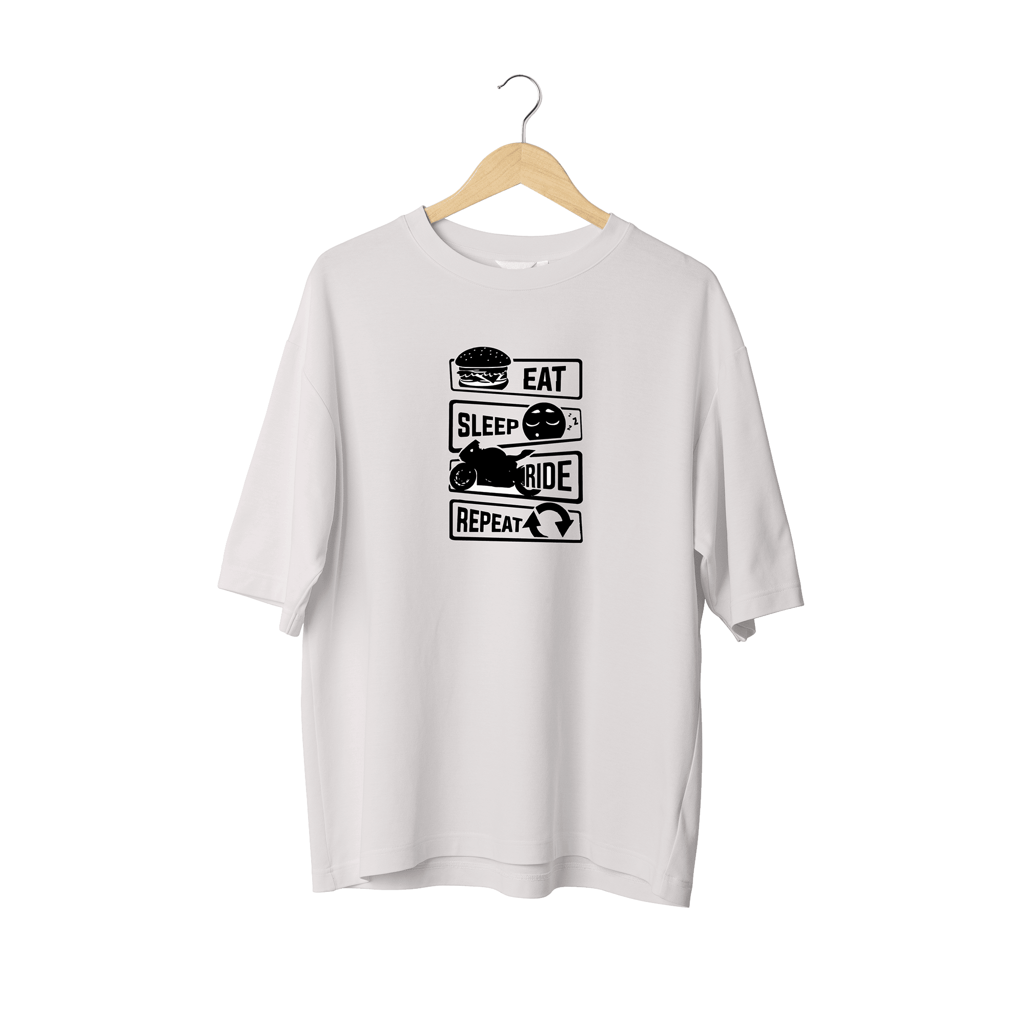 Wicold Eat Sleep Ride Repeat 2 Baskılı Oversize T-Shirt