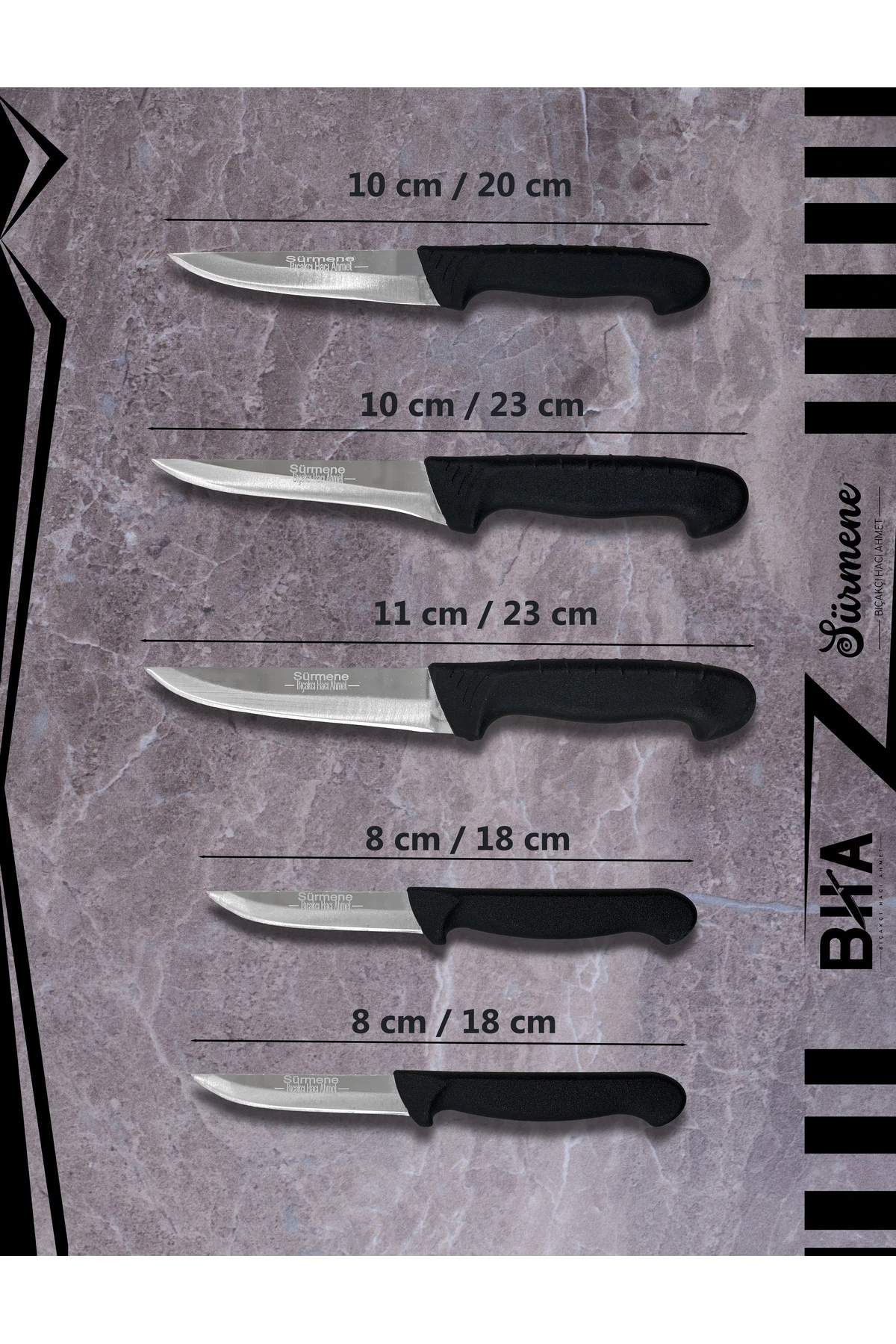 Sürmene BHA 5 Parça Sebze Günlük Kullanım Çok Amaçlı Bıçak Seti Et Ekmek Sebze Meyve Çeyiz Bıçak Takımı