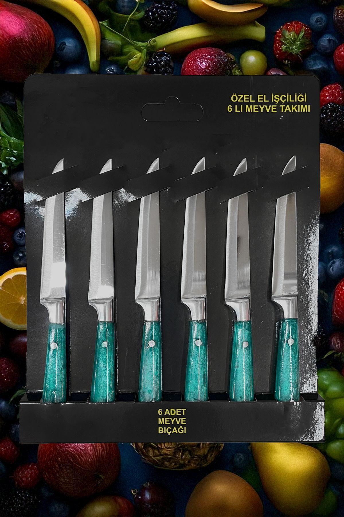 Yatağan Epoksi-Cut Premium 6 Parça Meyve Bıçak Seti cam göbeği