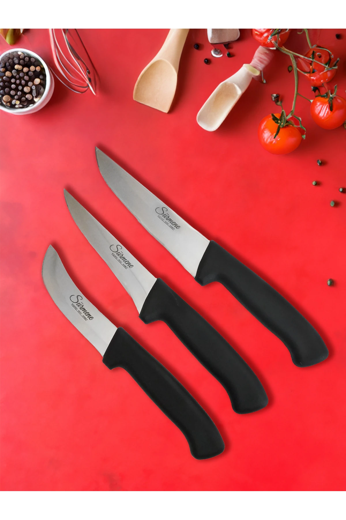 Üçlü Bıçak Seti - Siyah