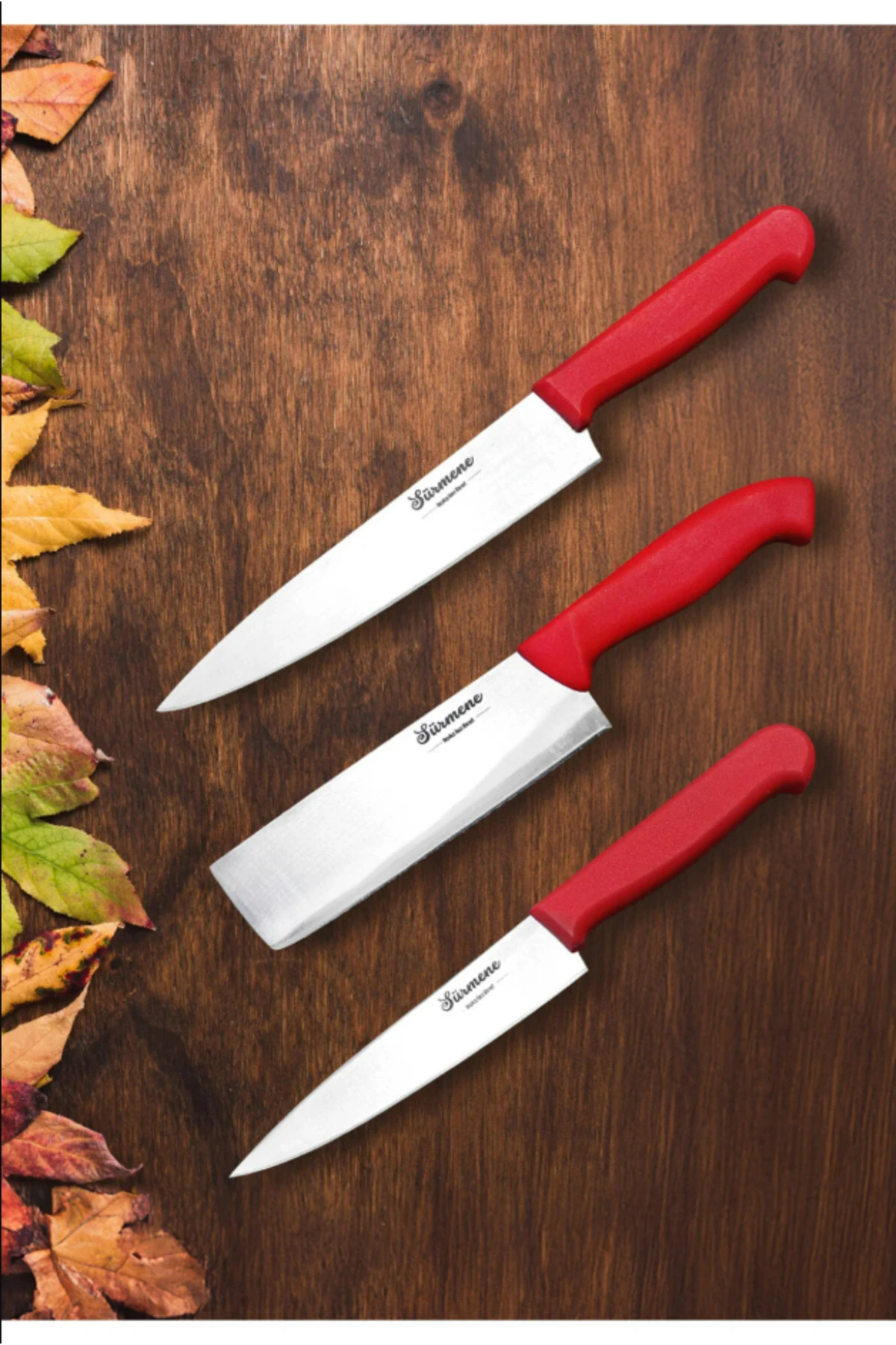 3 Parça Şef Bıçağı Takımı Sürmene Bıçak Seti Dilimleme Günlük Kullanım Mutfak Seti