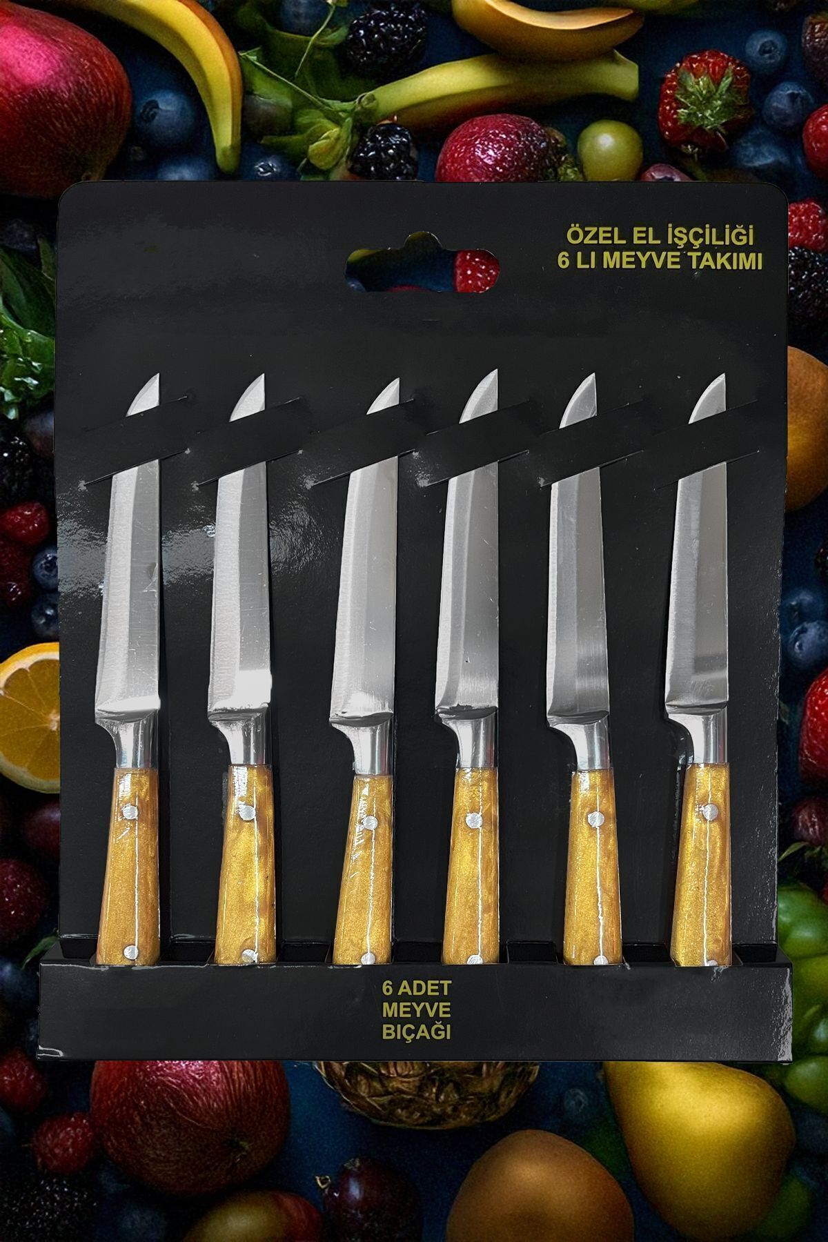 Yatağan Epoksi-Cut Premium 6 Parça Meyve Bıçak Seti Sarı