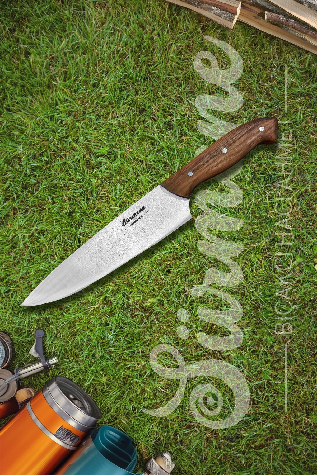 Ahşap Şef Bıçağı Santoku Sürmene Profesyonel Kullanım - 20 cm