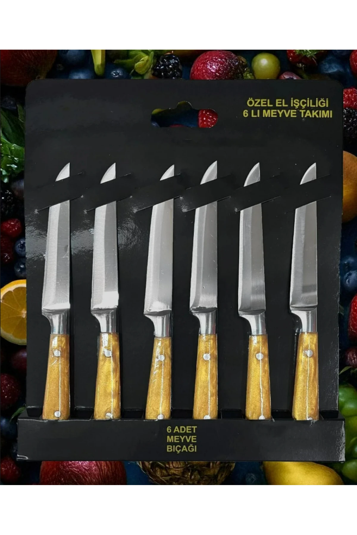 Yatağan Epoksi-Cut Premium 6 Parça Meyve Bıçak Seti Sarı