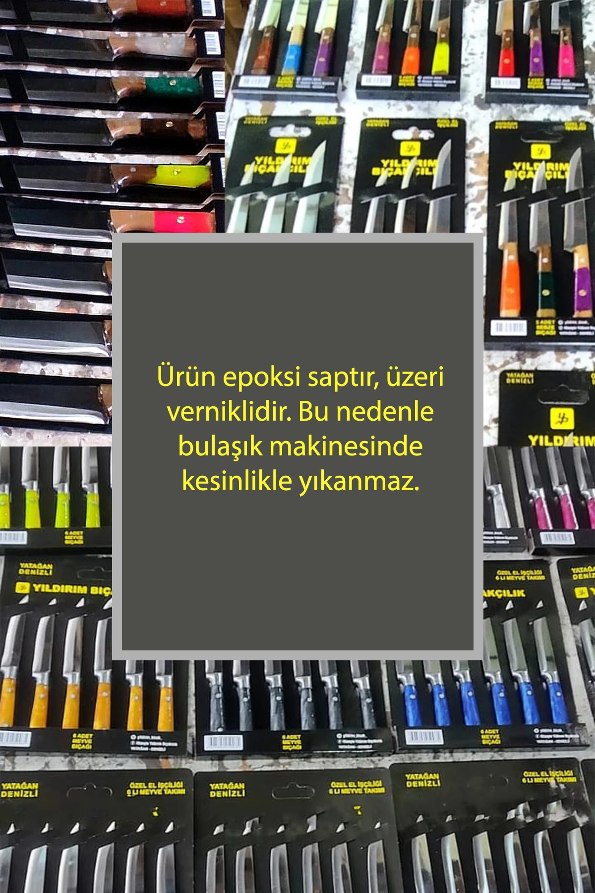 Yatağan Epoksi-Cut Premium 6 Parça Meyve Bıçak Seti Fosforlu Yeşil