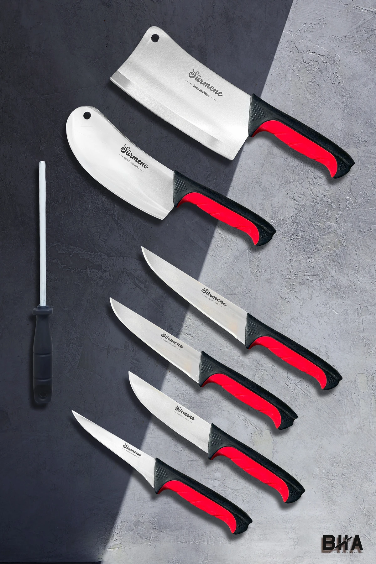 Sürmene BHA Noché  DETAILS 7 Parça Profesyonel Kullanım Doğrama Kasap Kurban Çeyiz  Bıçak Seti