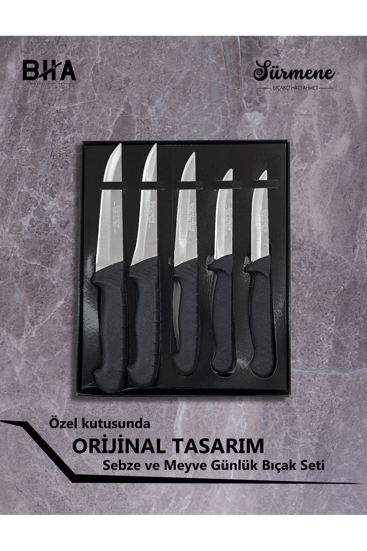 Sürmene BHA 5 Parça Sebze Günlük Kullanım Çok Amaçlı Bıçak Seti Et Ekmek Sebze Meyve Çeyiz Bıçak Takımı