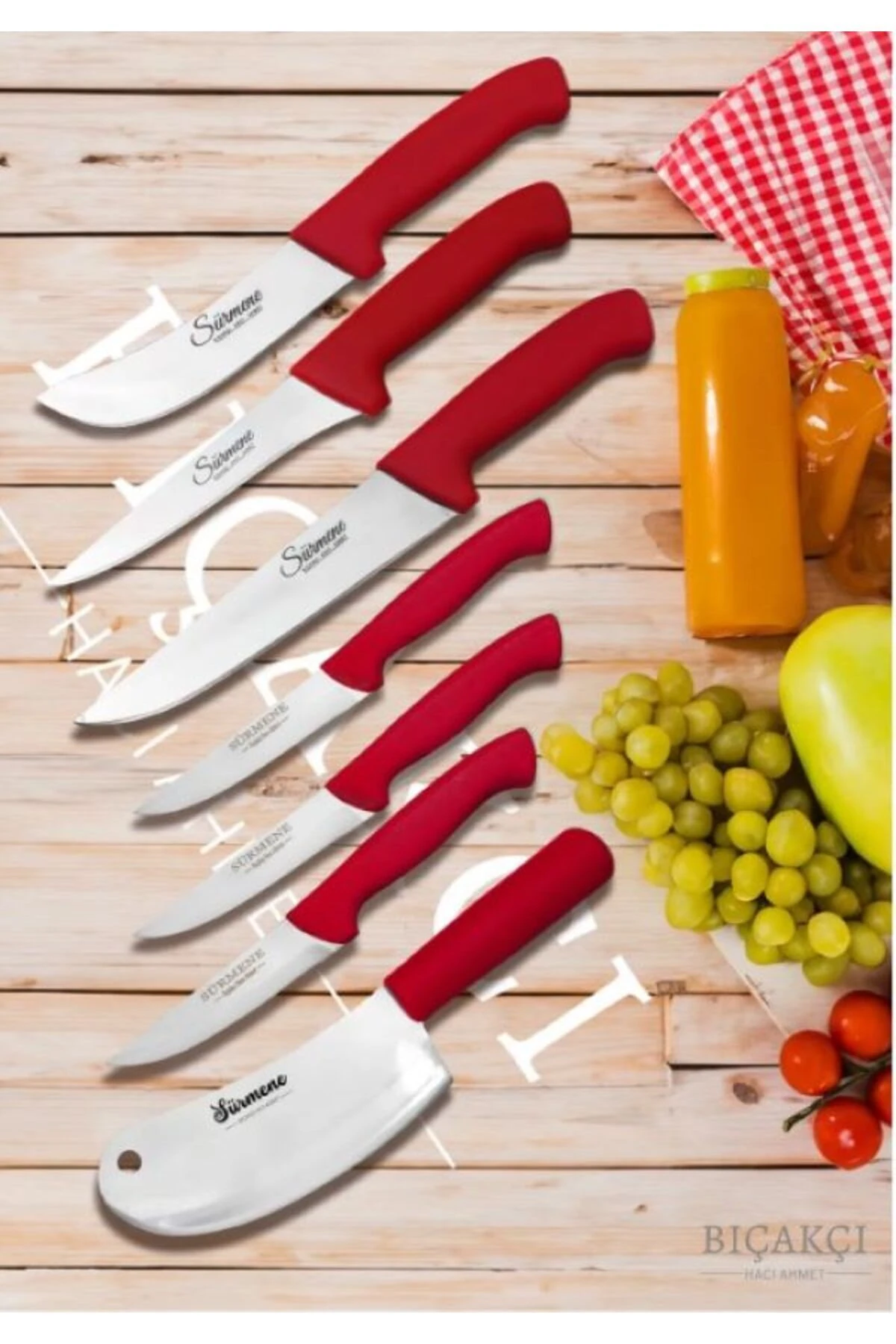 Cherry Details 7 Parça Plastik Et, Ekmek, Sebze Mutfak, Kurban ve Çeyiz Bıçakları Seti