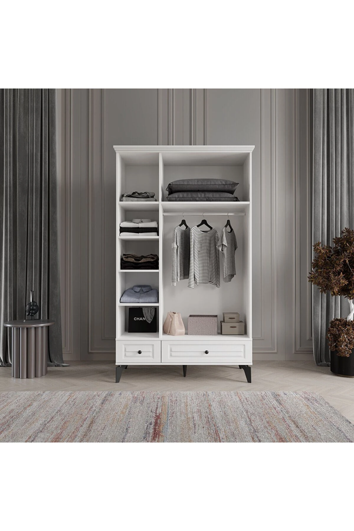 SOFYA 3 KAPAKLI BEYAZ GARDIROP TAMAMI MDF