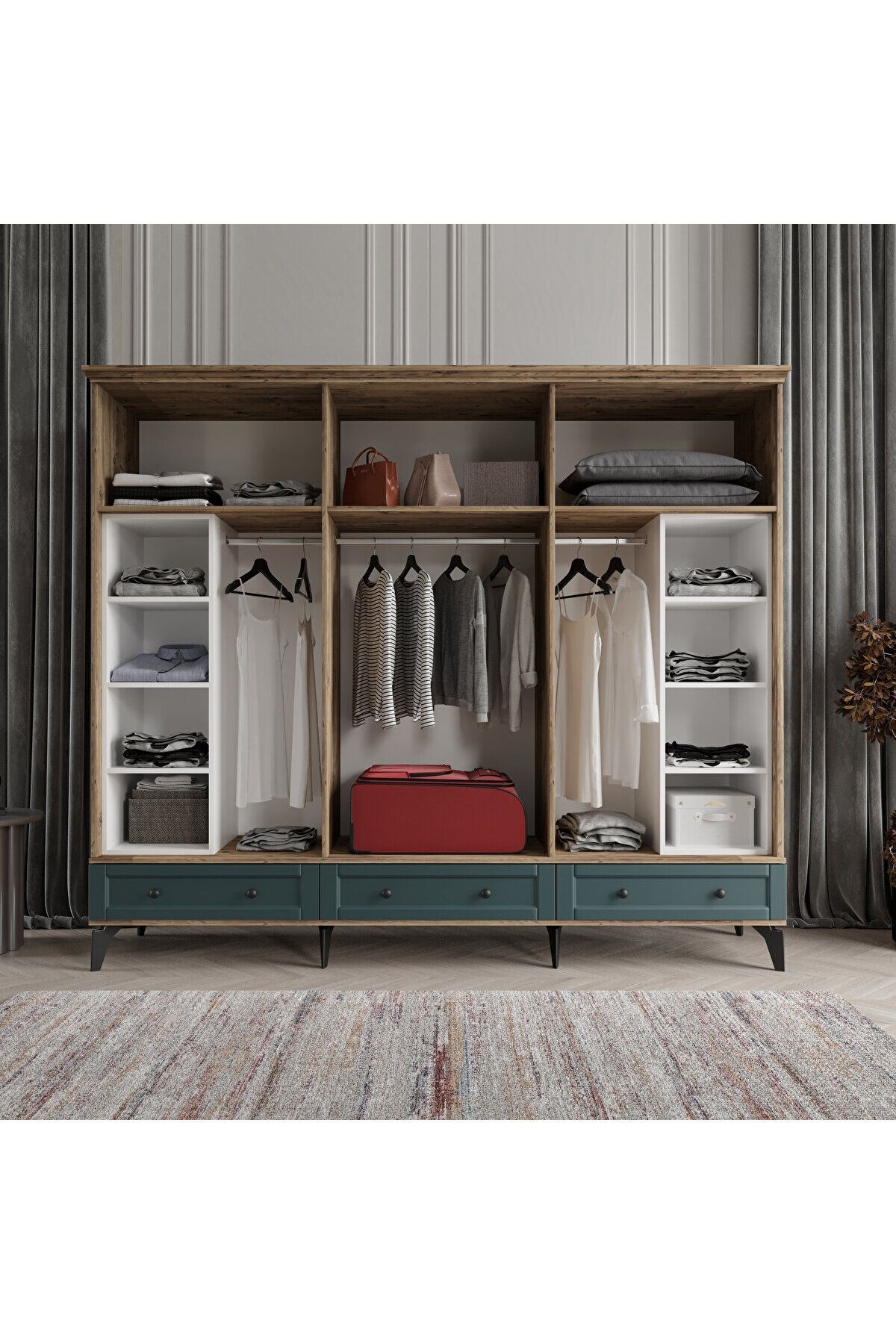 TOPRAK 6 KAPAKLI YEŞİL GARDIROP TAMAMI MDF