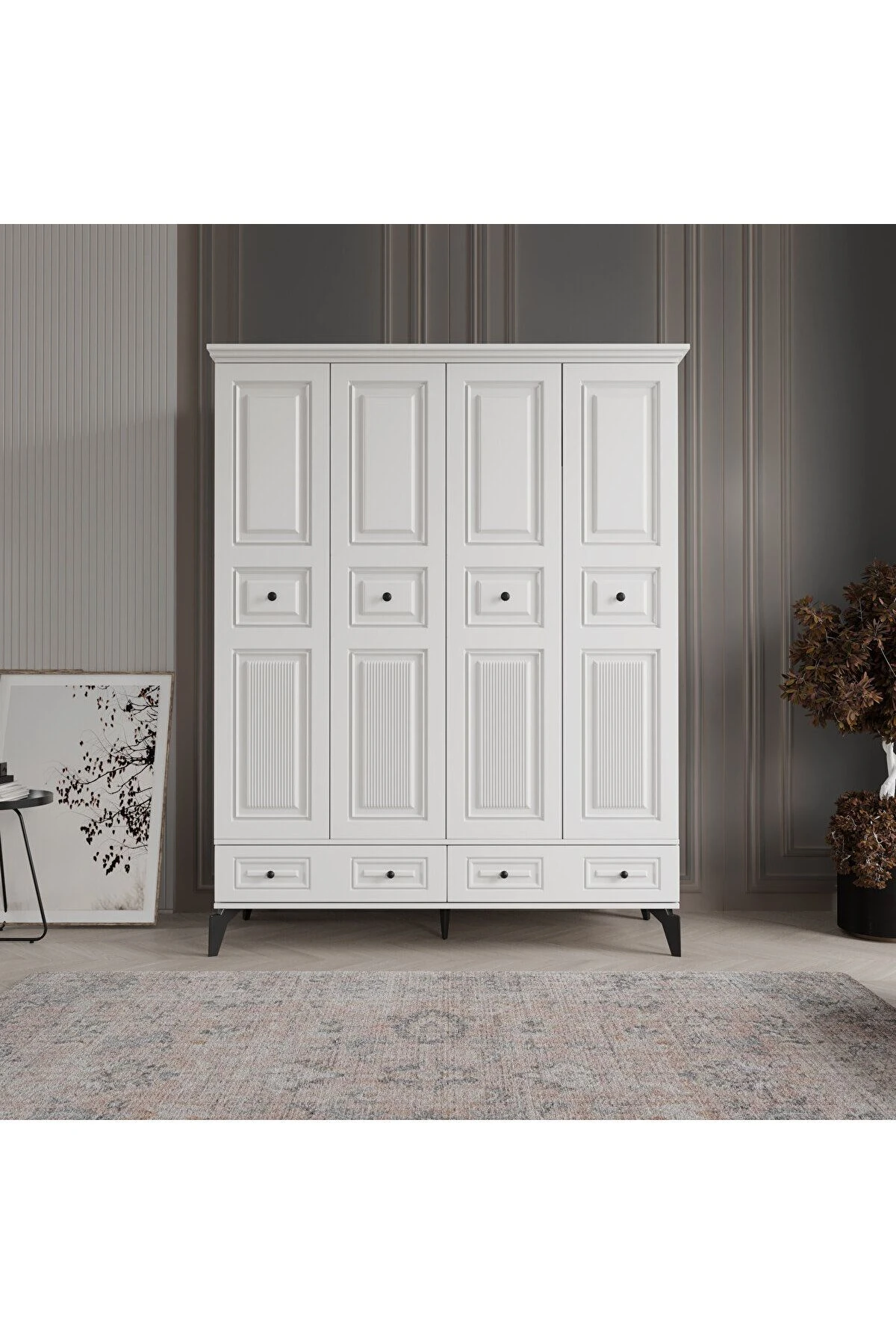 NİL 4 KAPAK BEYAZ GARDIROP