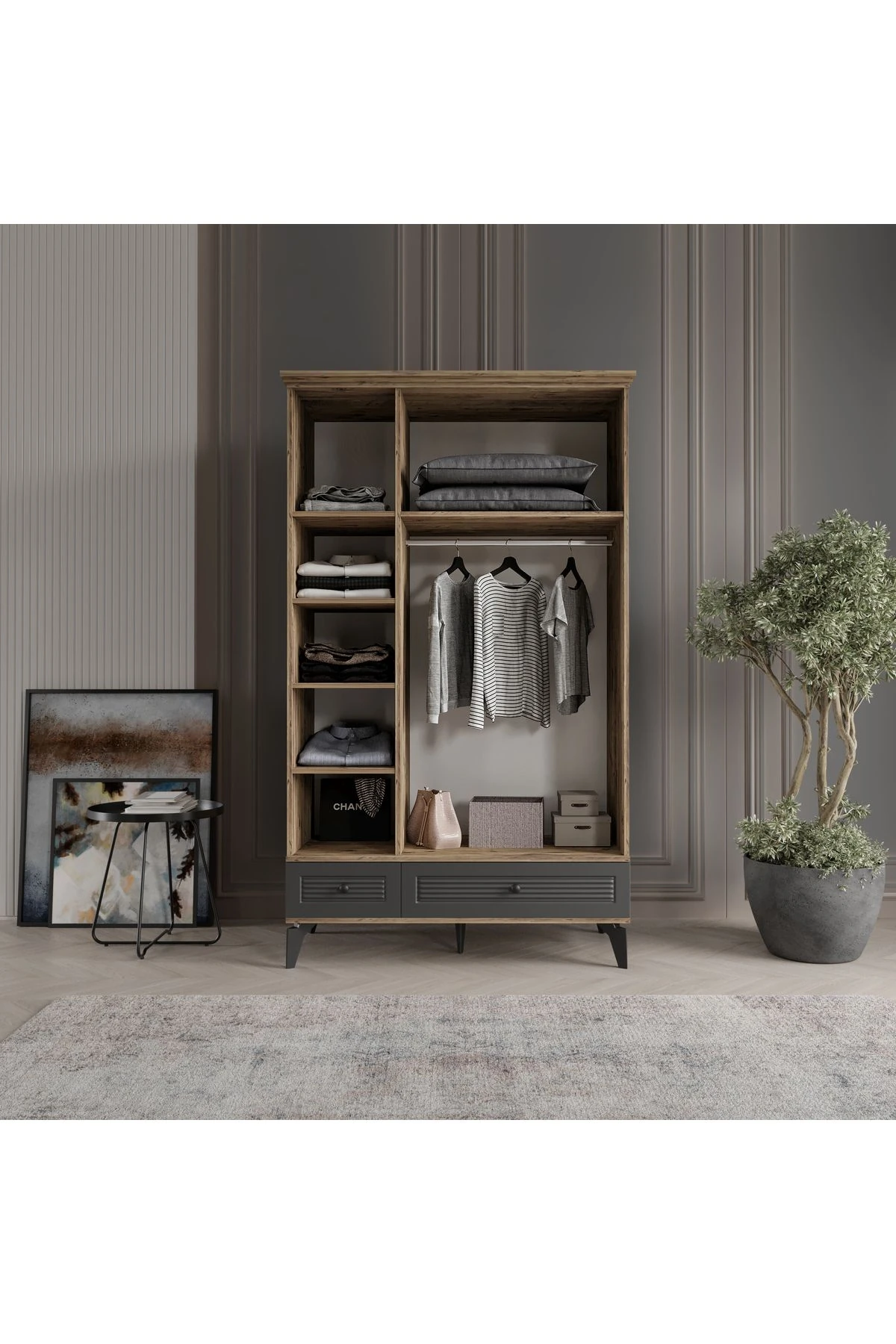 İNCİ 3 KAPAK ANTRASİT GARDIROP