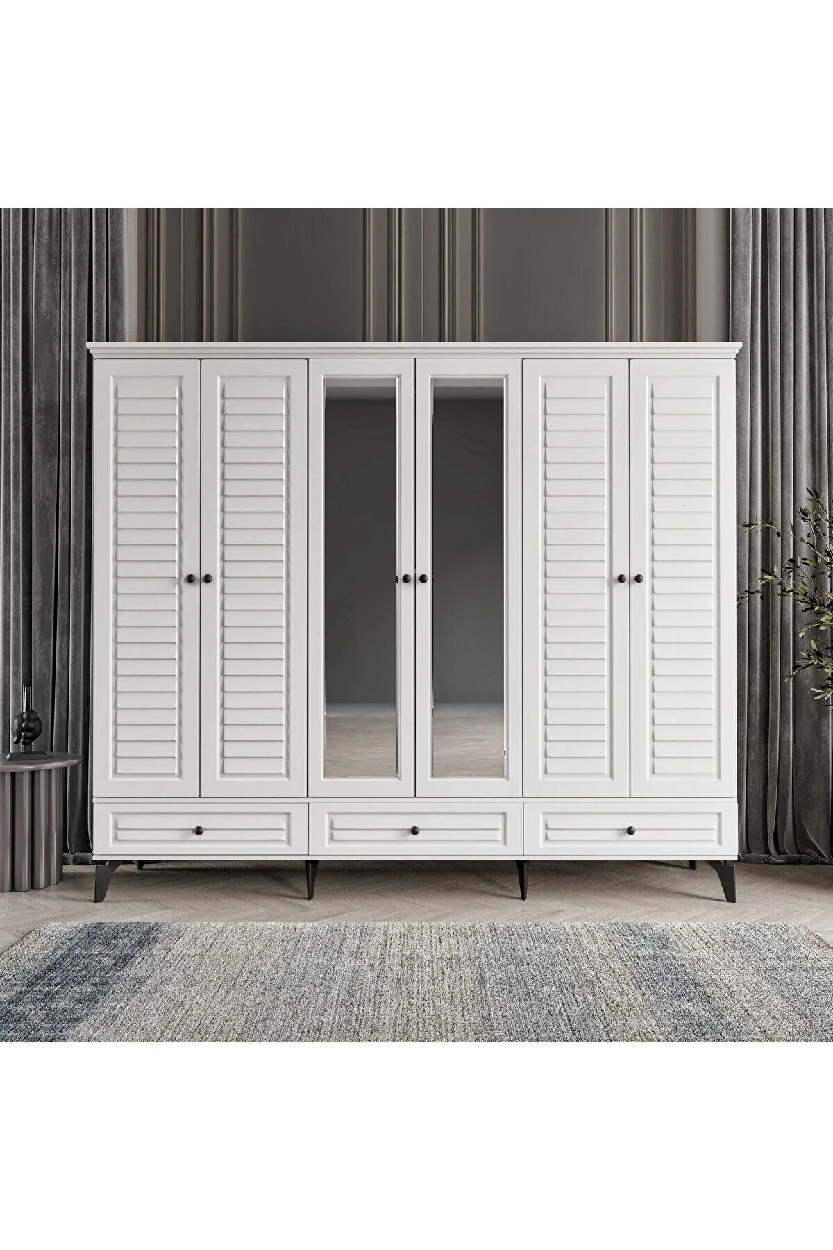 SOFYA 6 KAPAKLI BEYAZ GARDIROP TAMAMI MDF