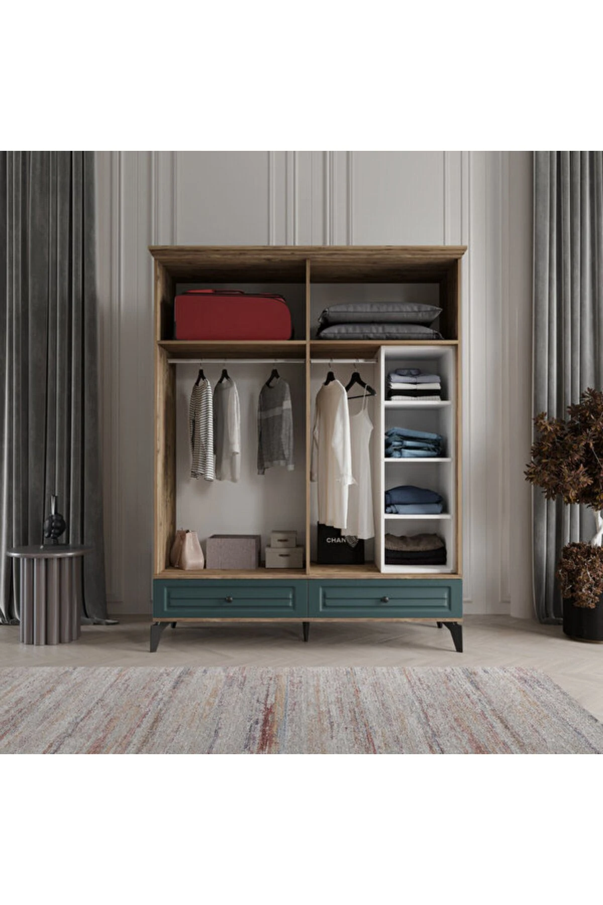 SOFYA 4 KAPAK YEŞİL GARDIROP