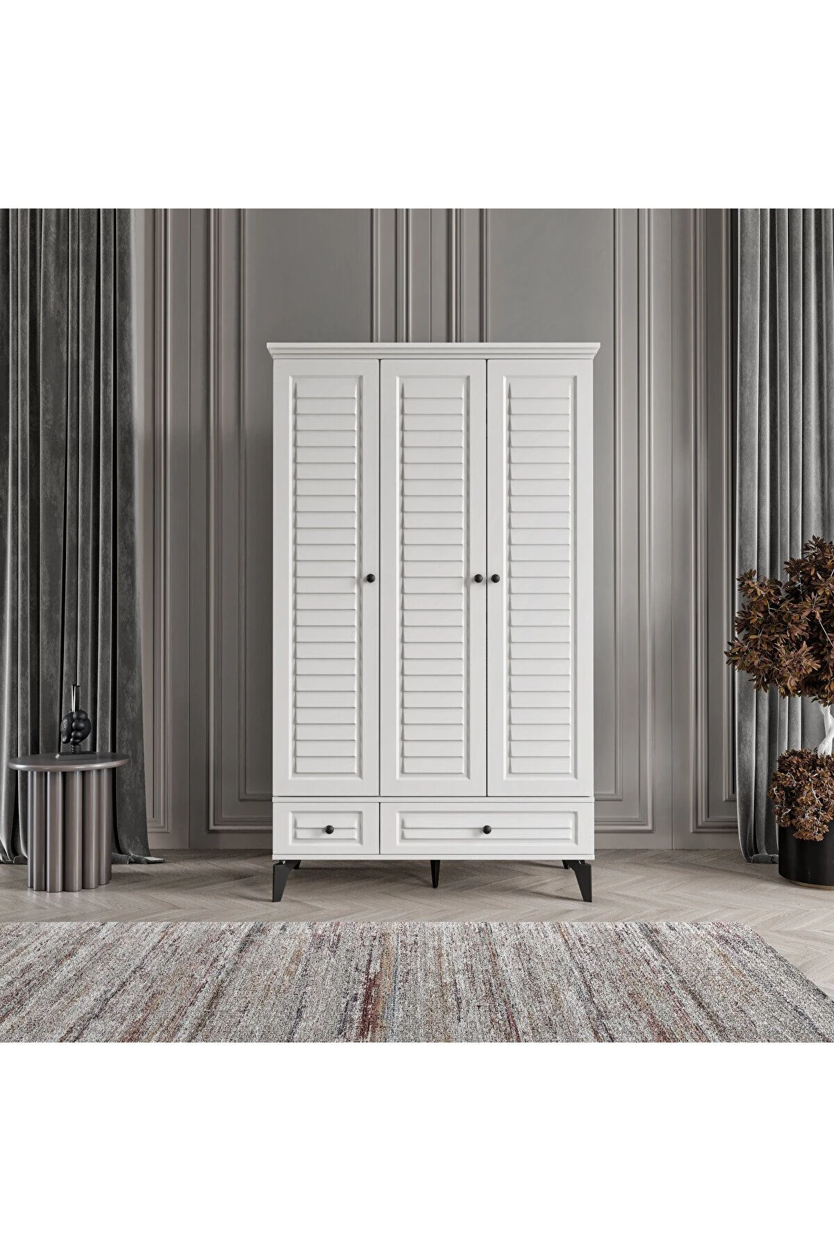 SOFYA 3 KAPAKLI BEYAZ GARDIROP TAMAMI MDF