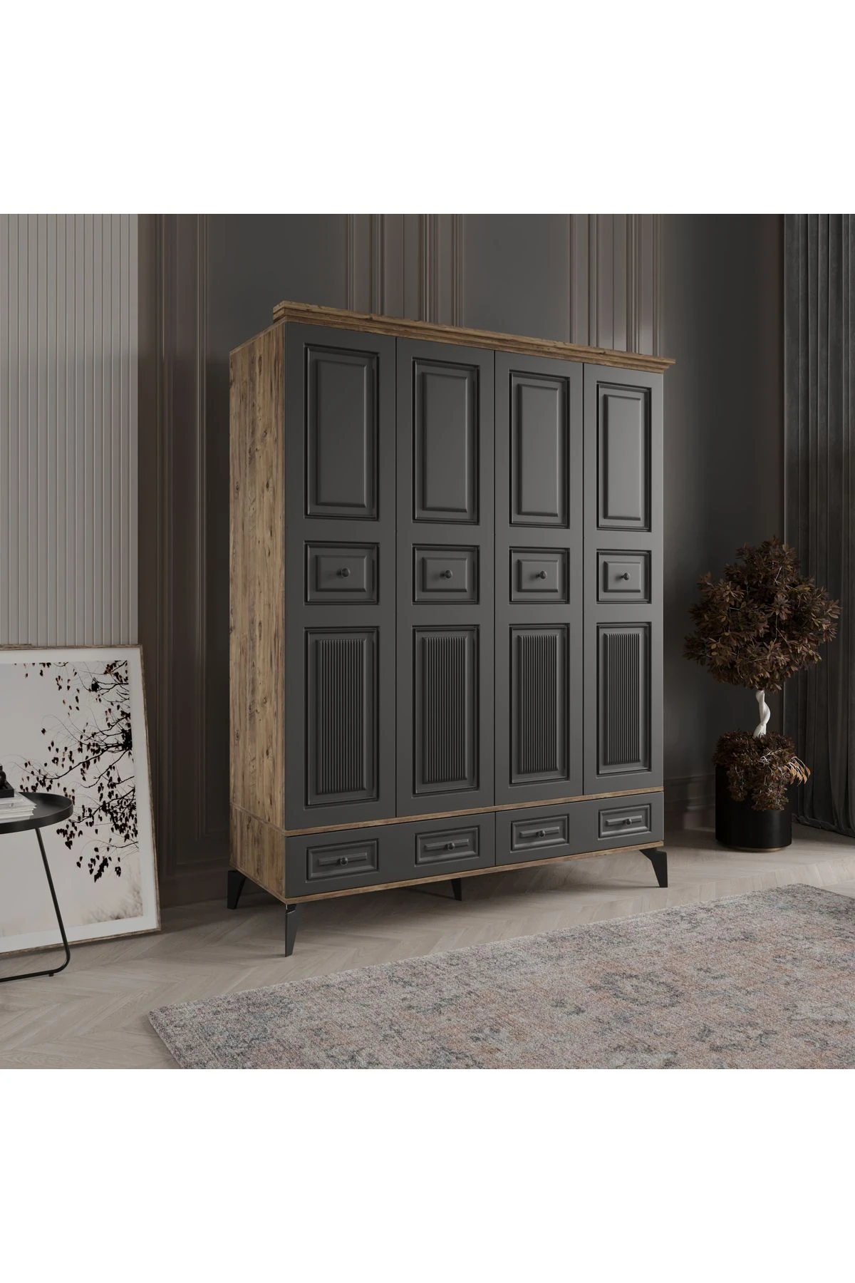 NİL 4 KAPAK ANTRASİT GARDIROP