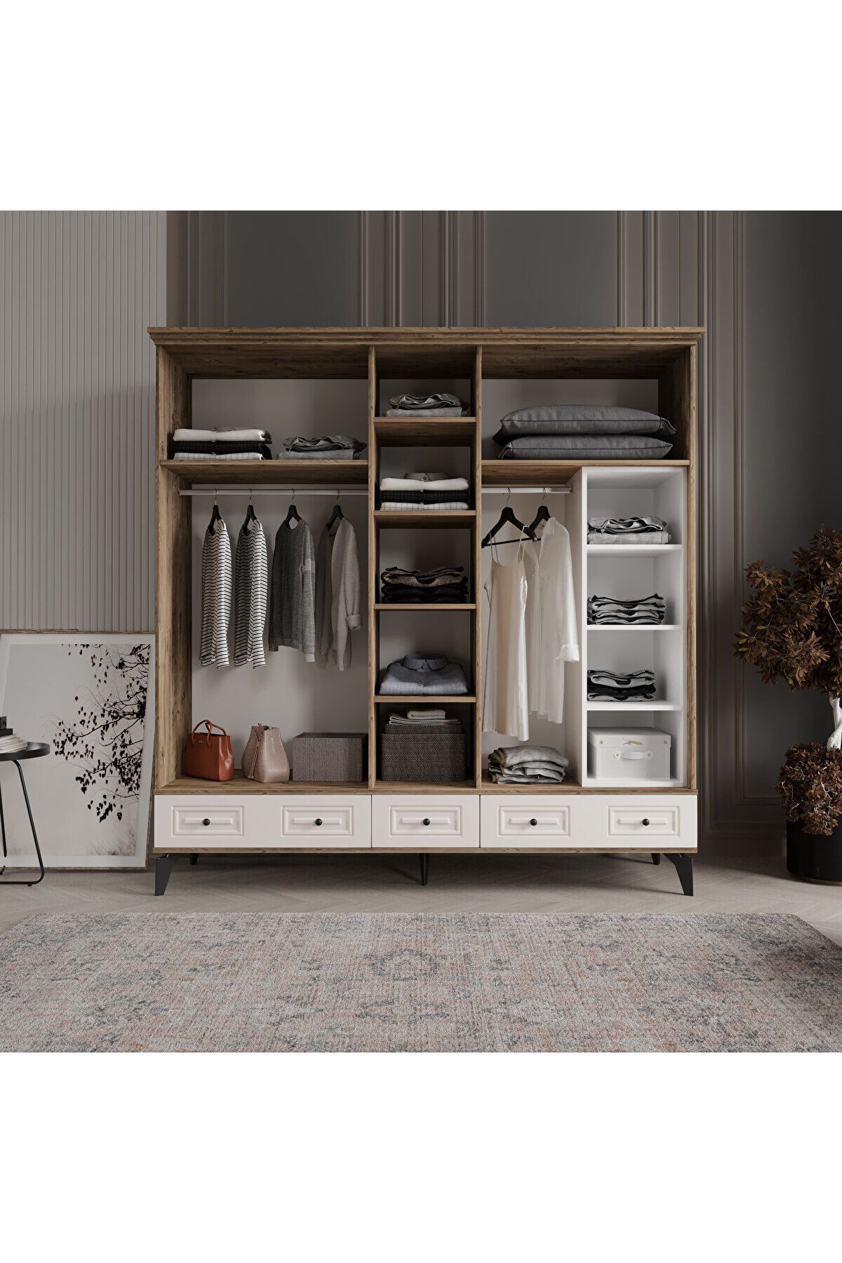 NİL 5 KAPAKLI AYTAŞI GARDIROP TAMAMI MDF