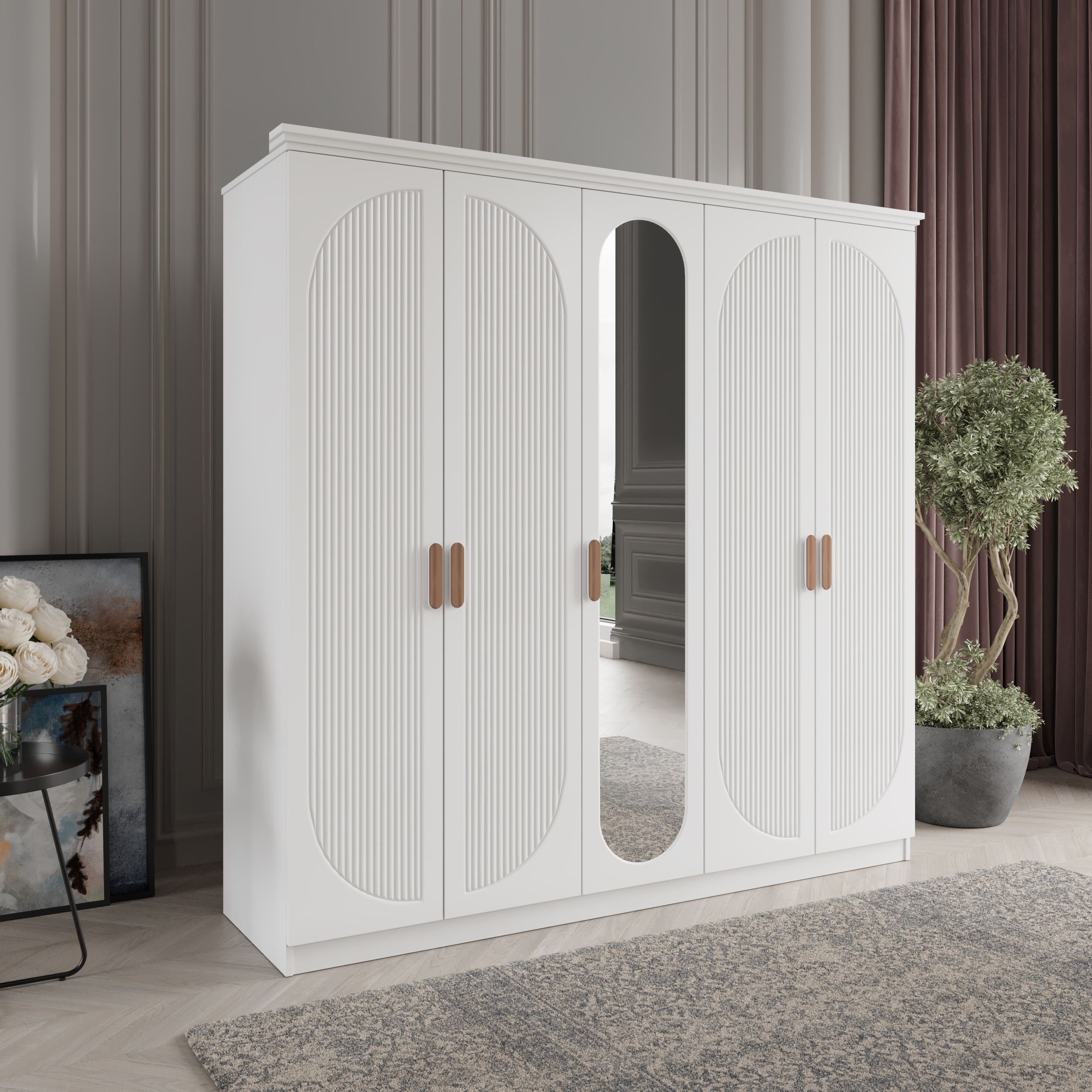 SOHO 5 KAPAKLI BAZALI GARDIROP TAMAMI MDF