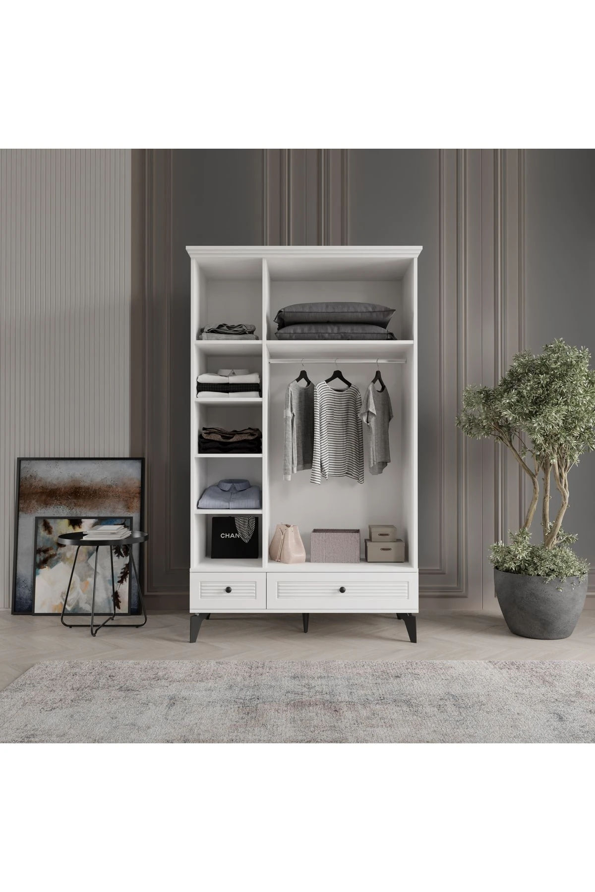 İNCİ 3 KAPAK BEYAZ GARDIROP