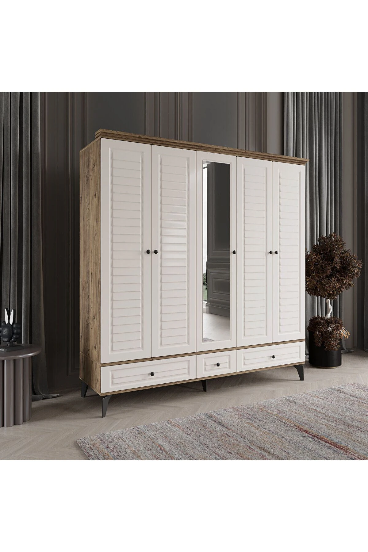 SOFYA 5 KAPAKLI AYTAŞI GARDIROP TAMAMI MDF