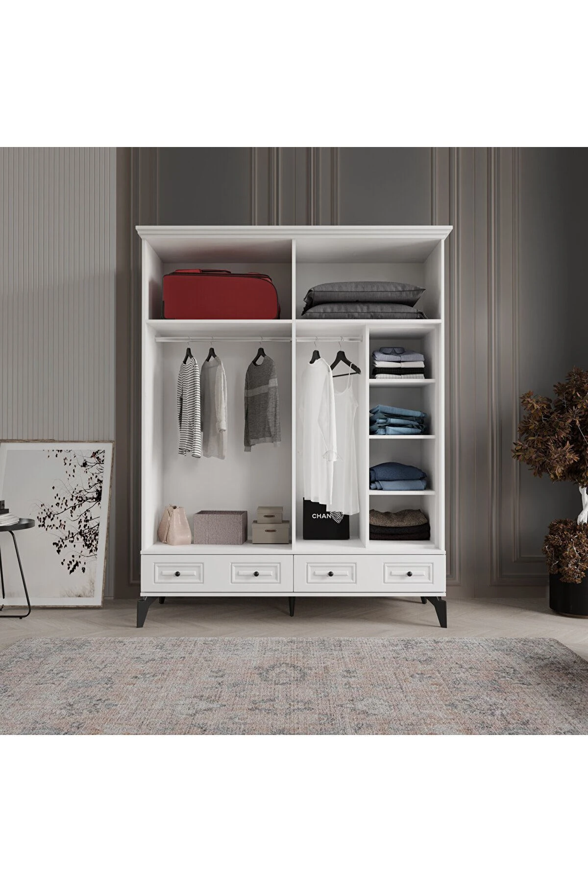 NİL 4 KAPAK BEYAZ GARDIROP