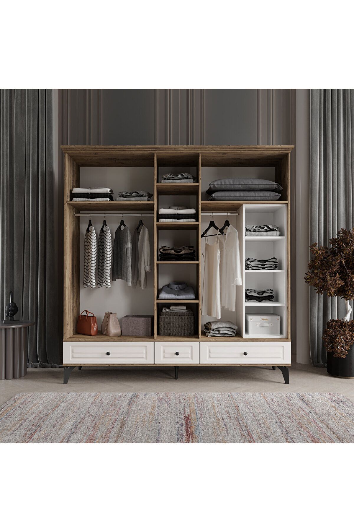 SOFYA 5 KAPAKLI AYTAŞI GARDIROP TAMAMI MDF